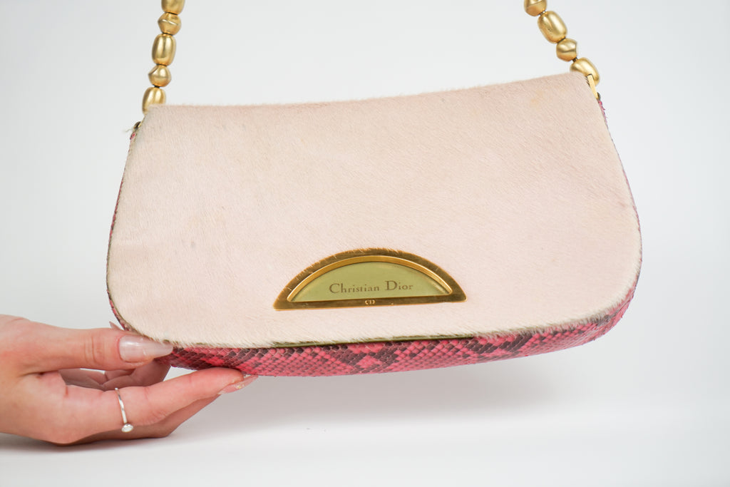 Christian Dior Python Ponyhair Pink Malice Bag
