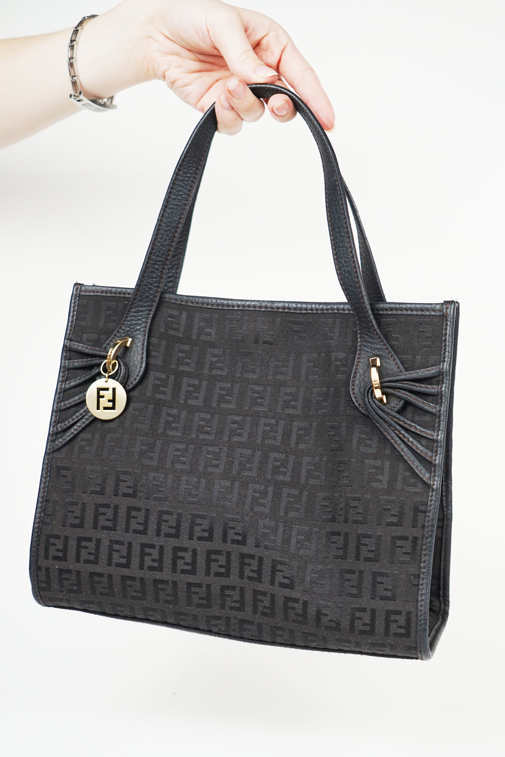 Fendi Black Zucchino Canvas Tote