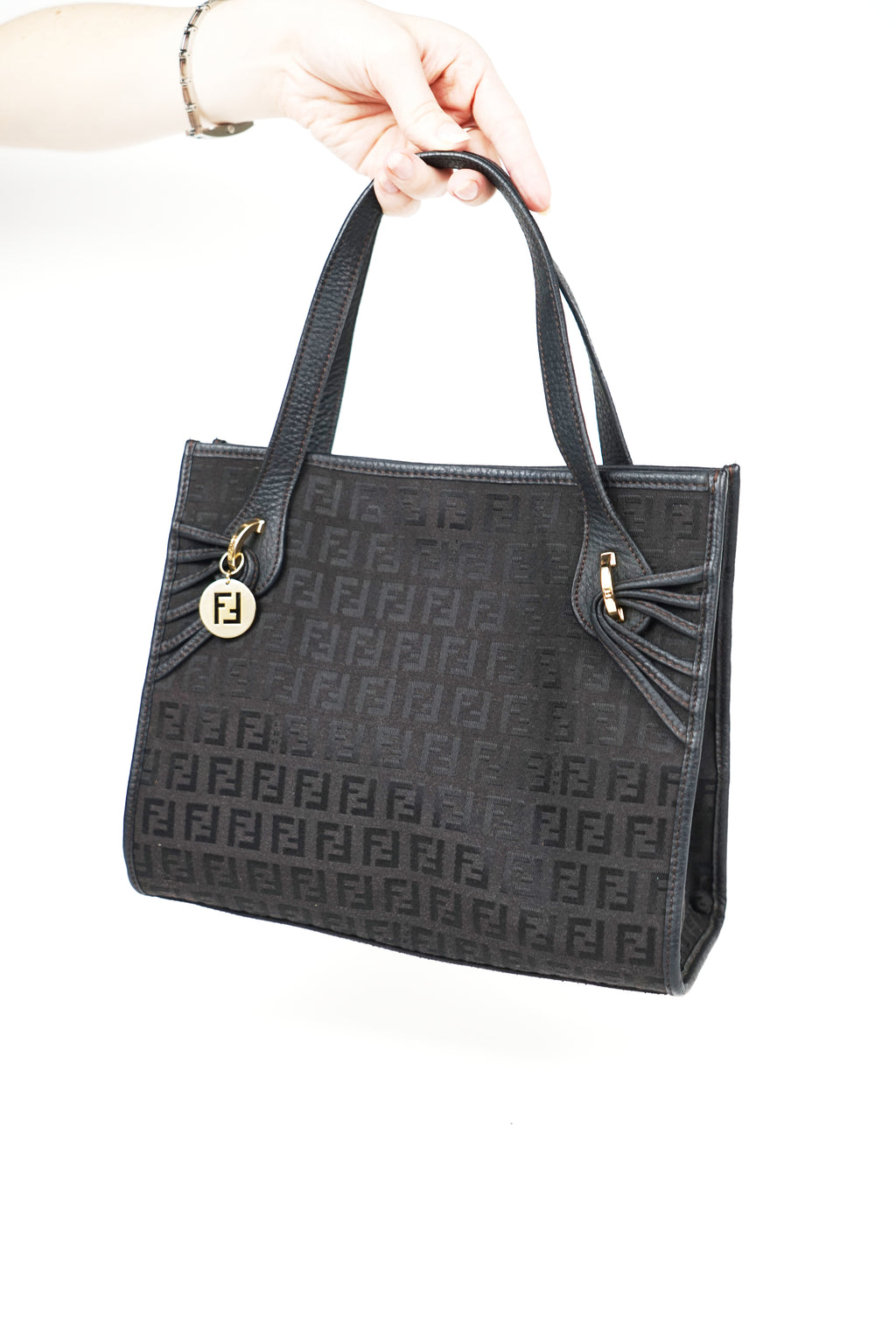 Fendi Black Zucchino Canvas Tote