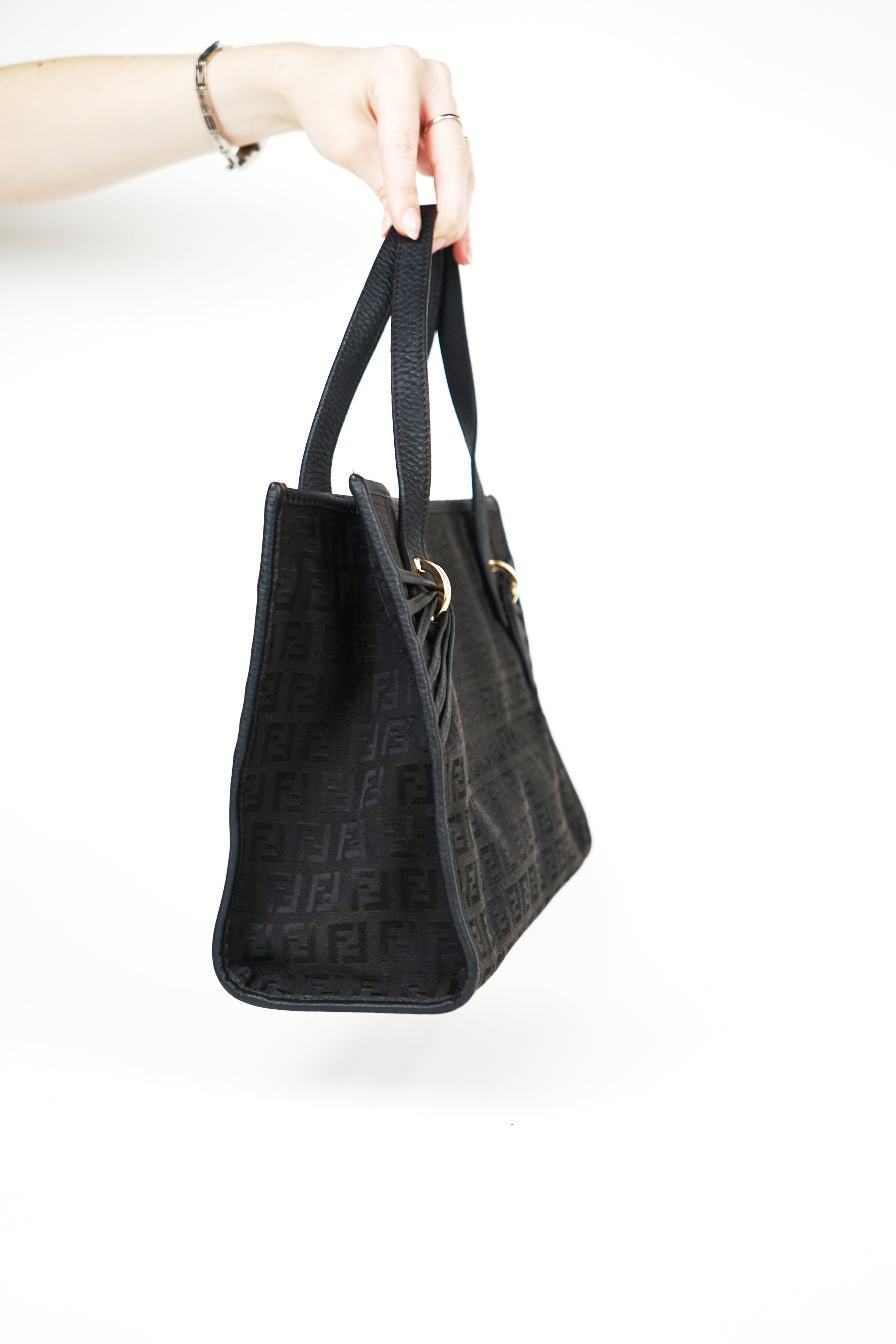 Fendi Black Zucchino Canvas Tote