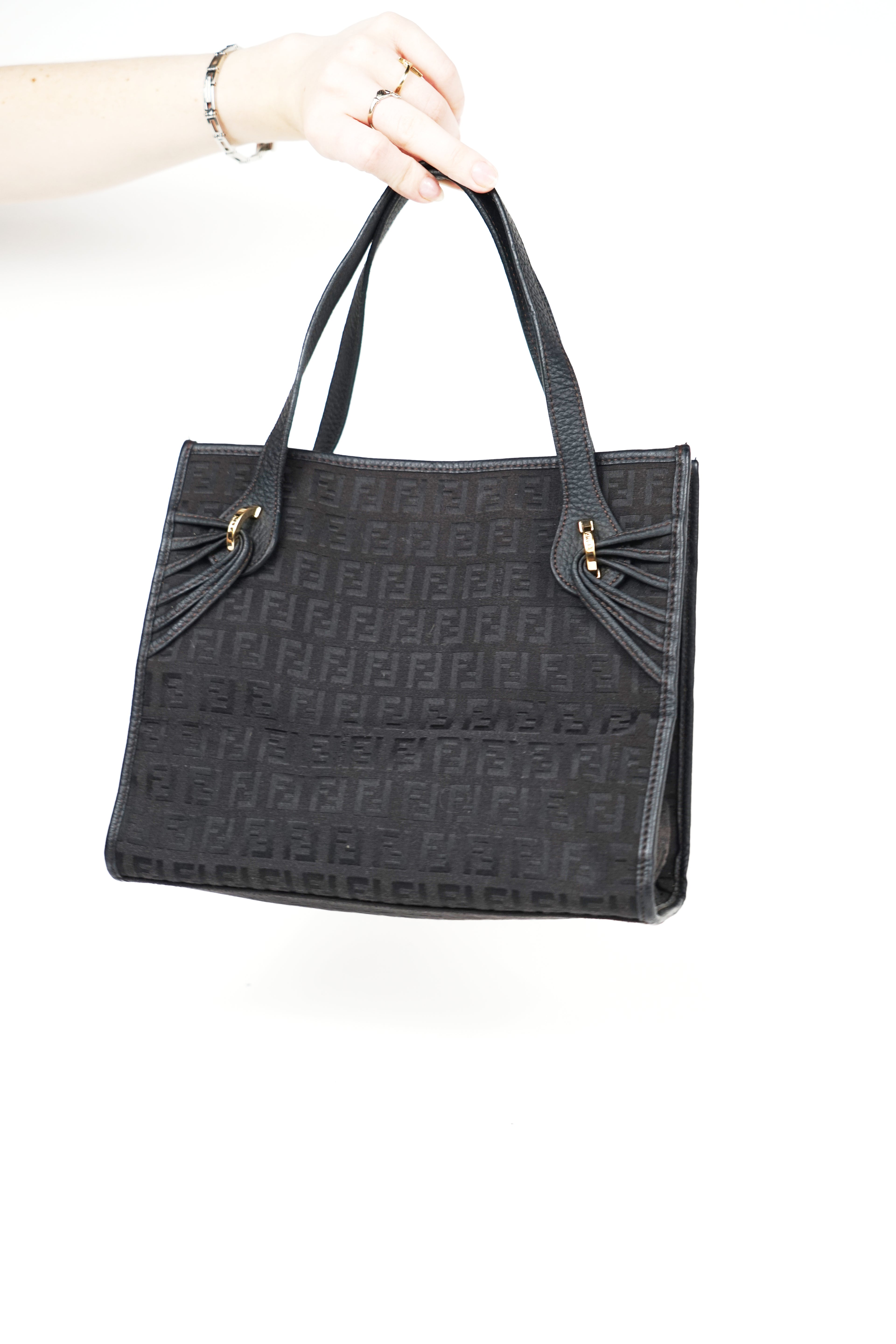 Fendi Black Zucchino Canvas Tote