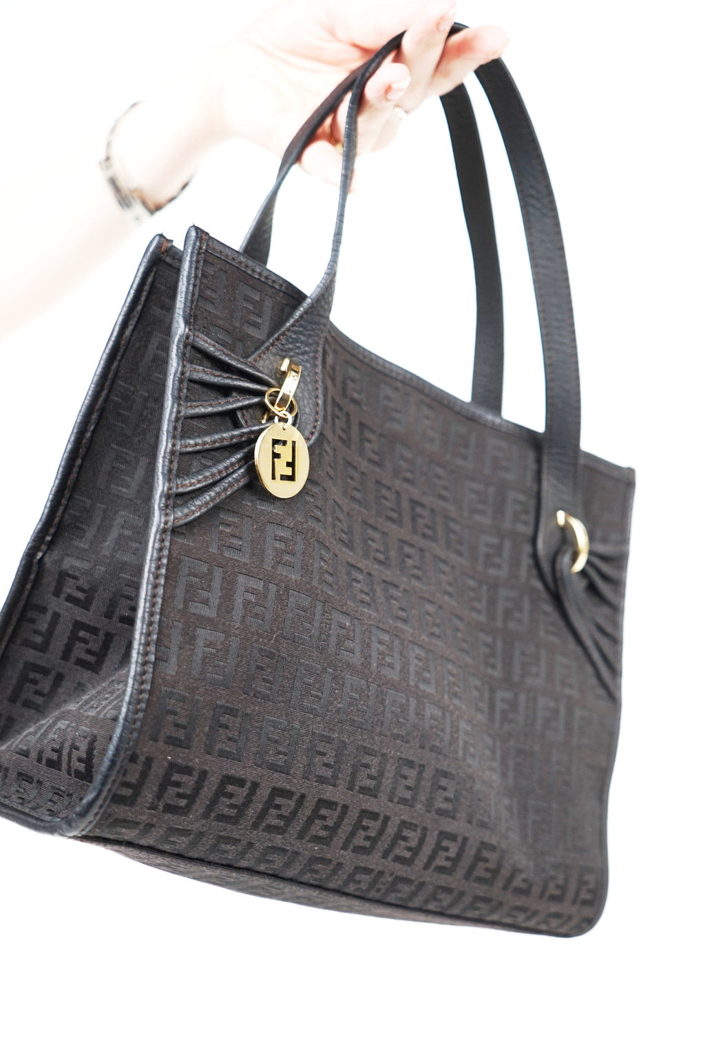 Fendi Black Zucchino Canvas Tote