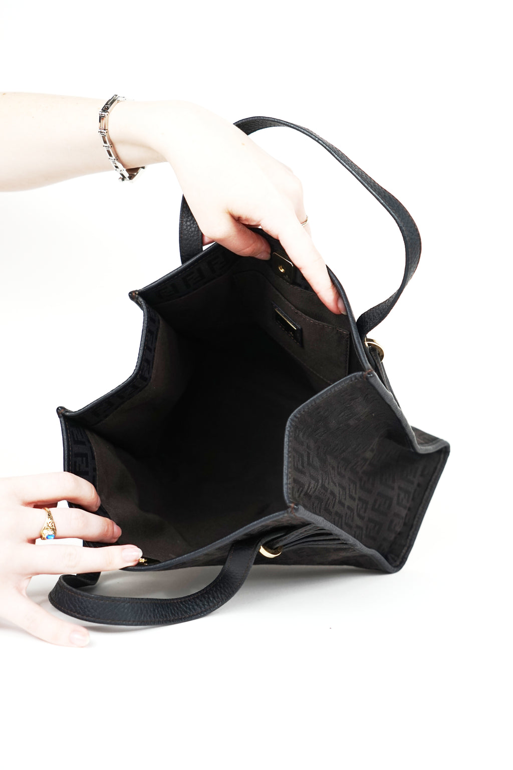 Fendi Black Zucchino Canvas Tote