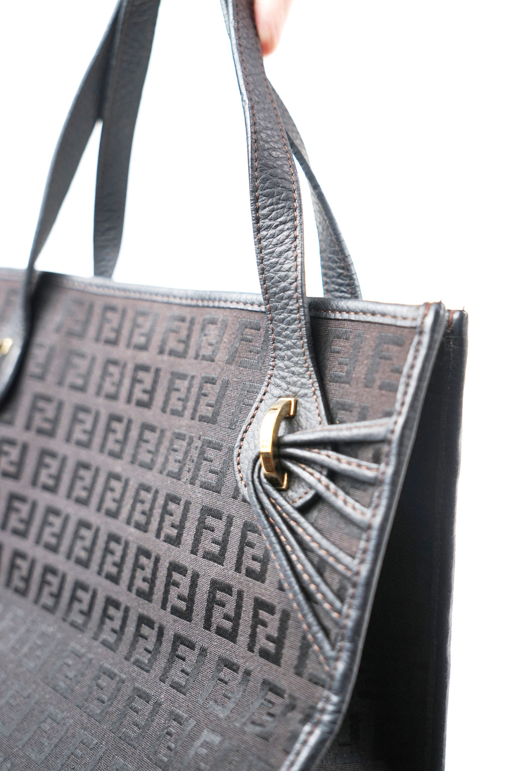 Fendi Black Zucchino Canvas Tote