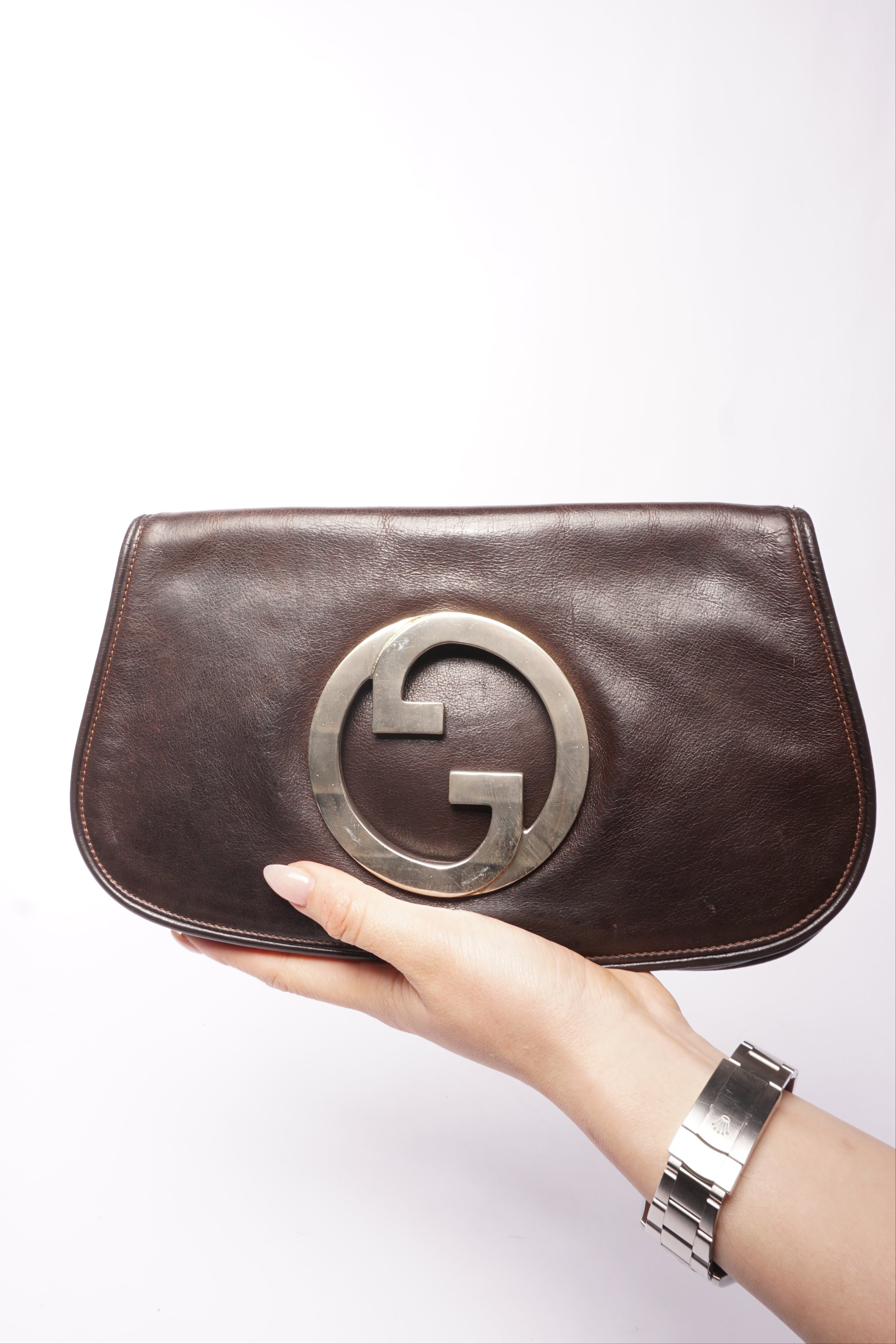 Gucci 70’s Blondie Brown Leather Clutch