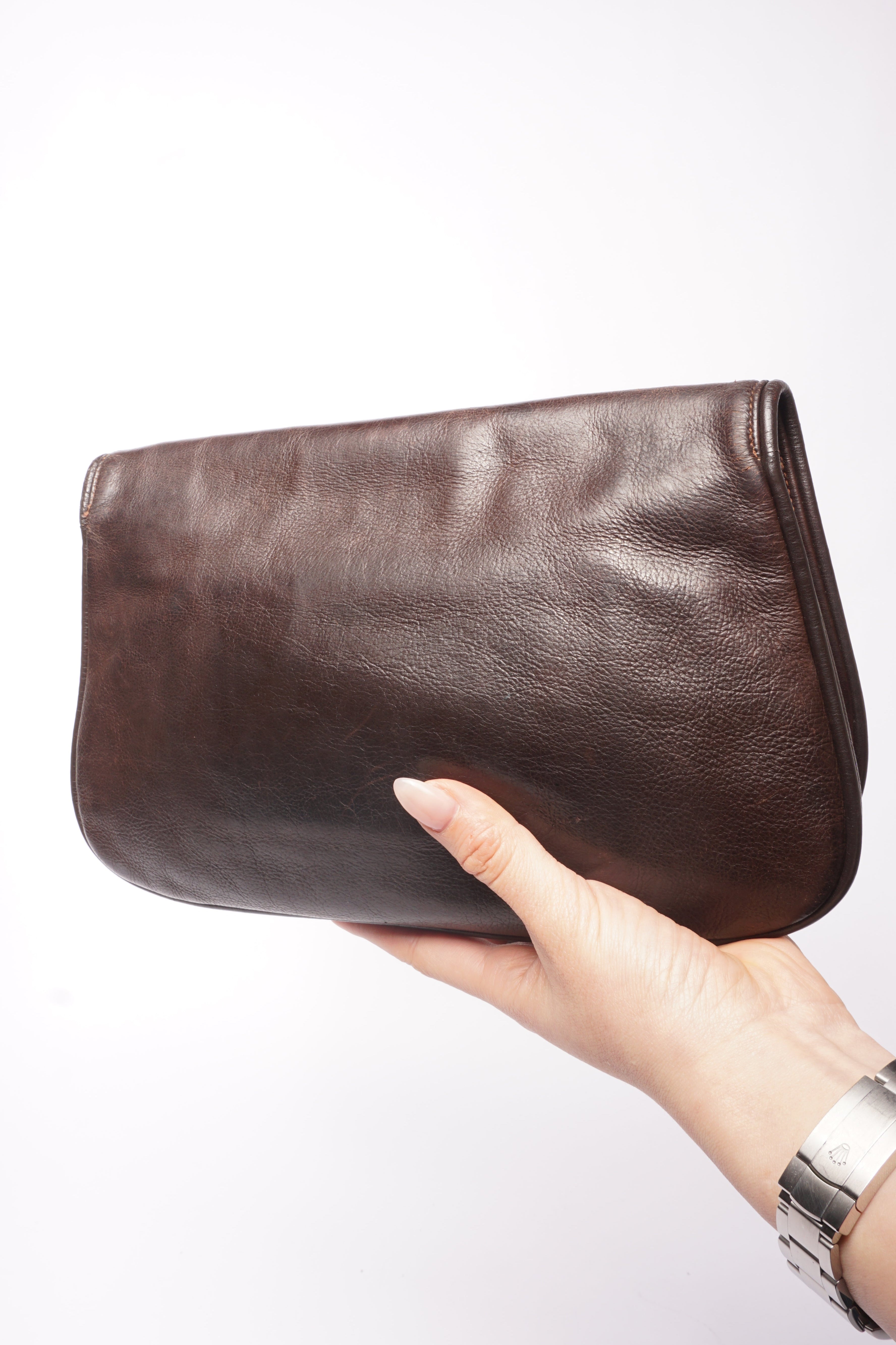 Gucci 70’s Blondie Brown Leather Clutch