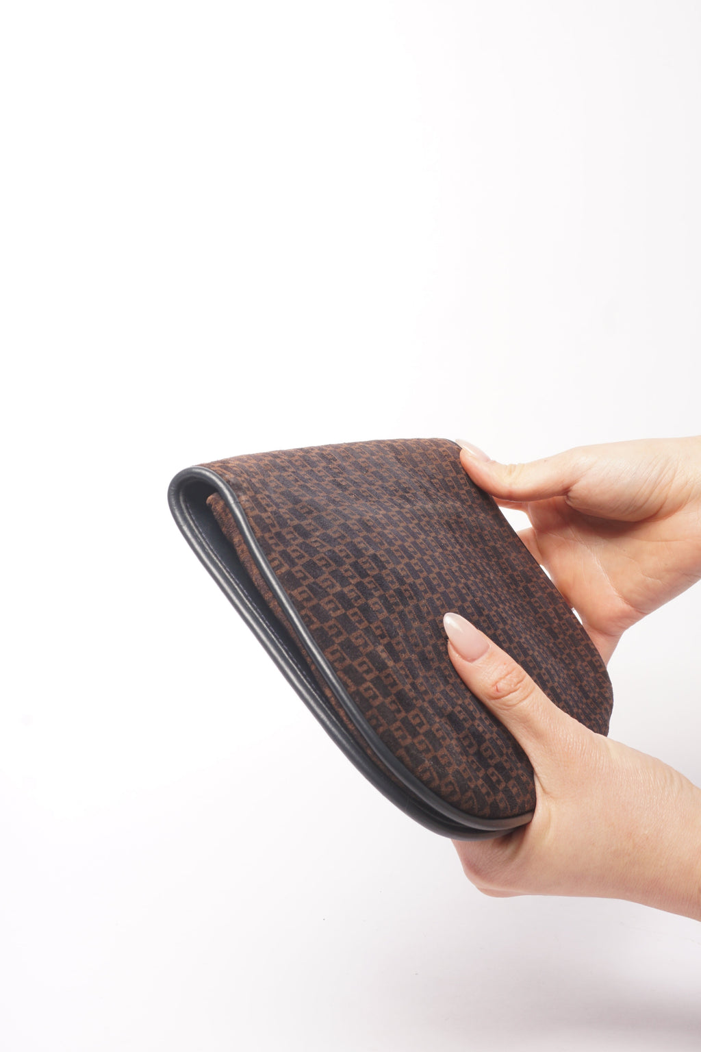 Gucci 70’s Blondie Brown Suede Monogram Clutch