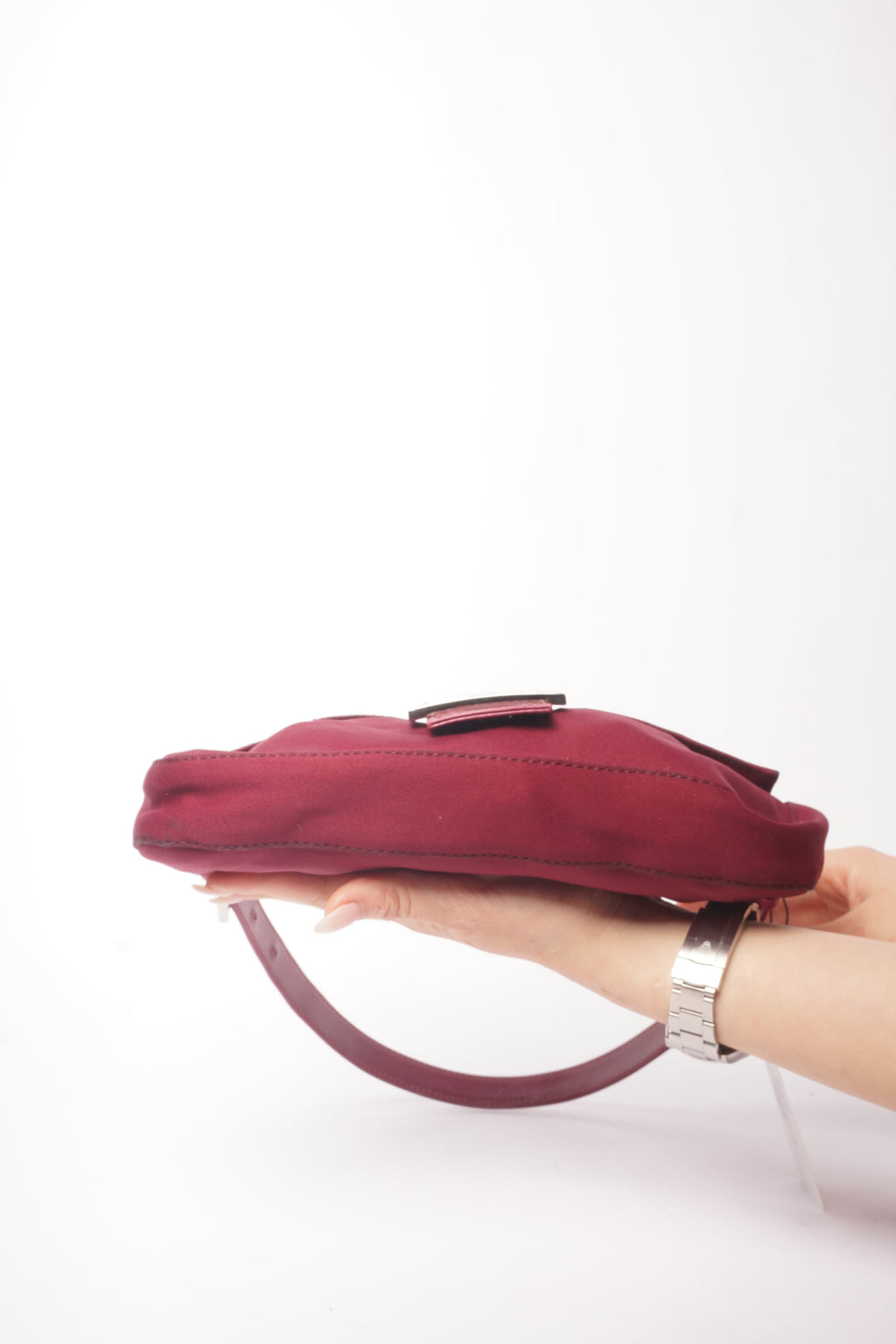 Fendi Maroon Nylon Baguette