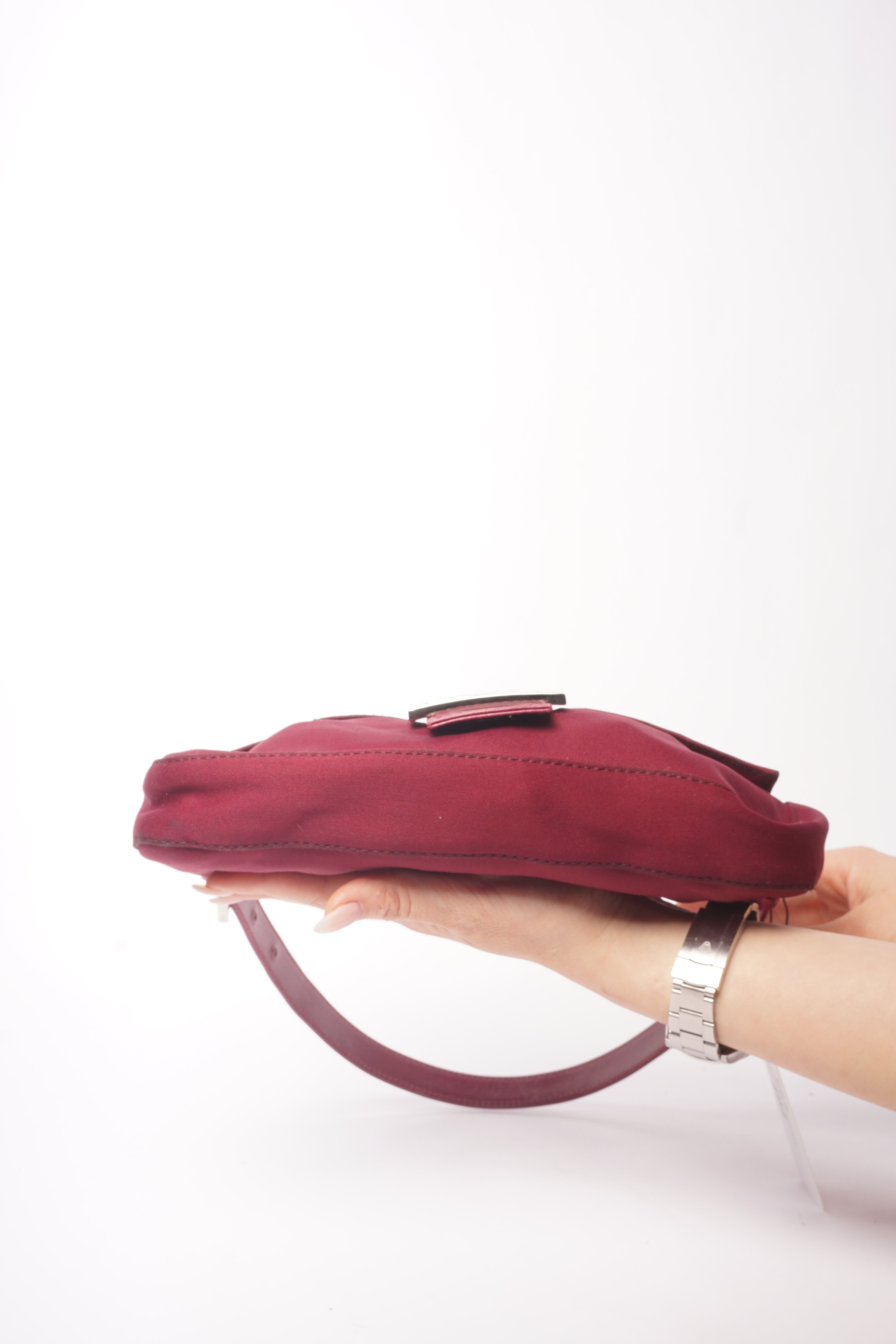 Fendi Maroon Nylon Baguette