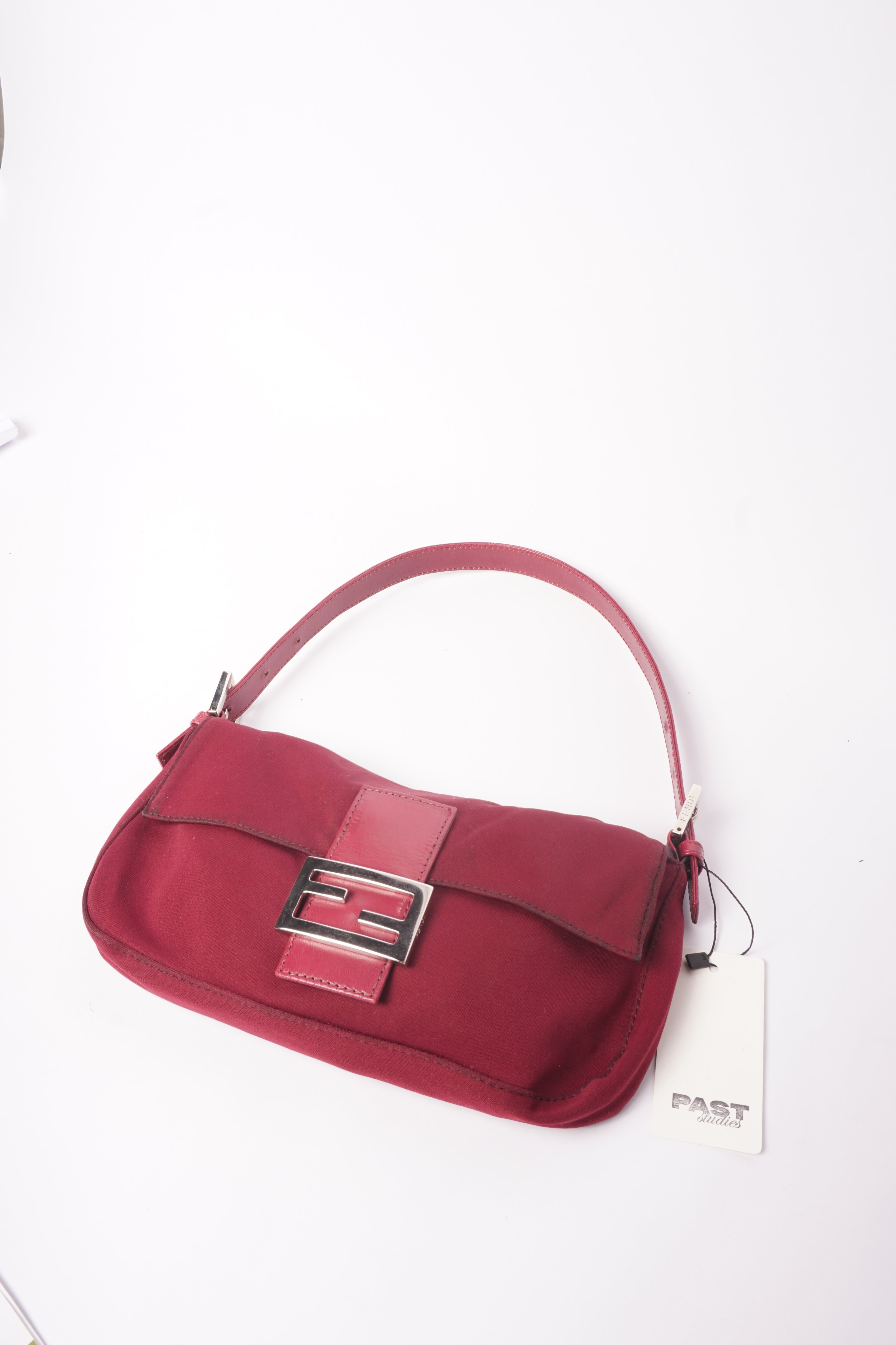 Fendi Maroon Nylon Baguette
