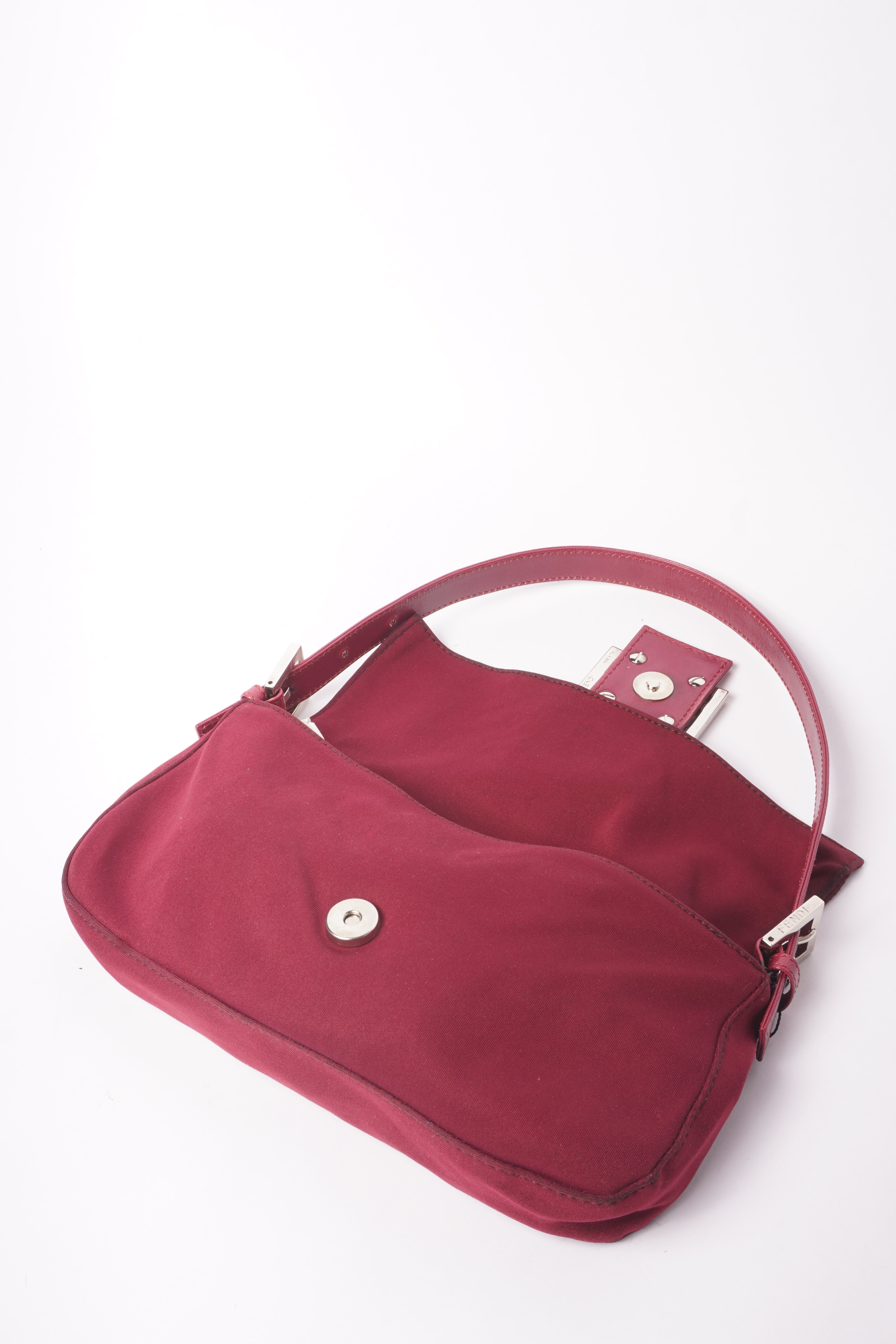 Fendi Maroon Nylon Baguette