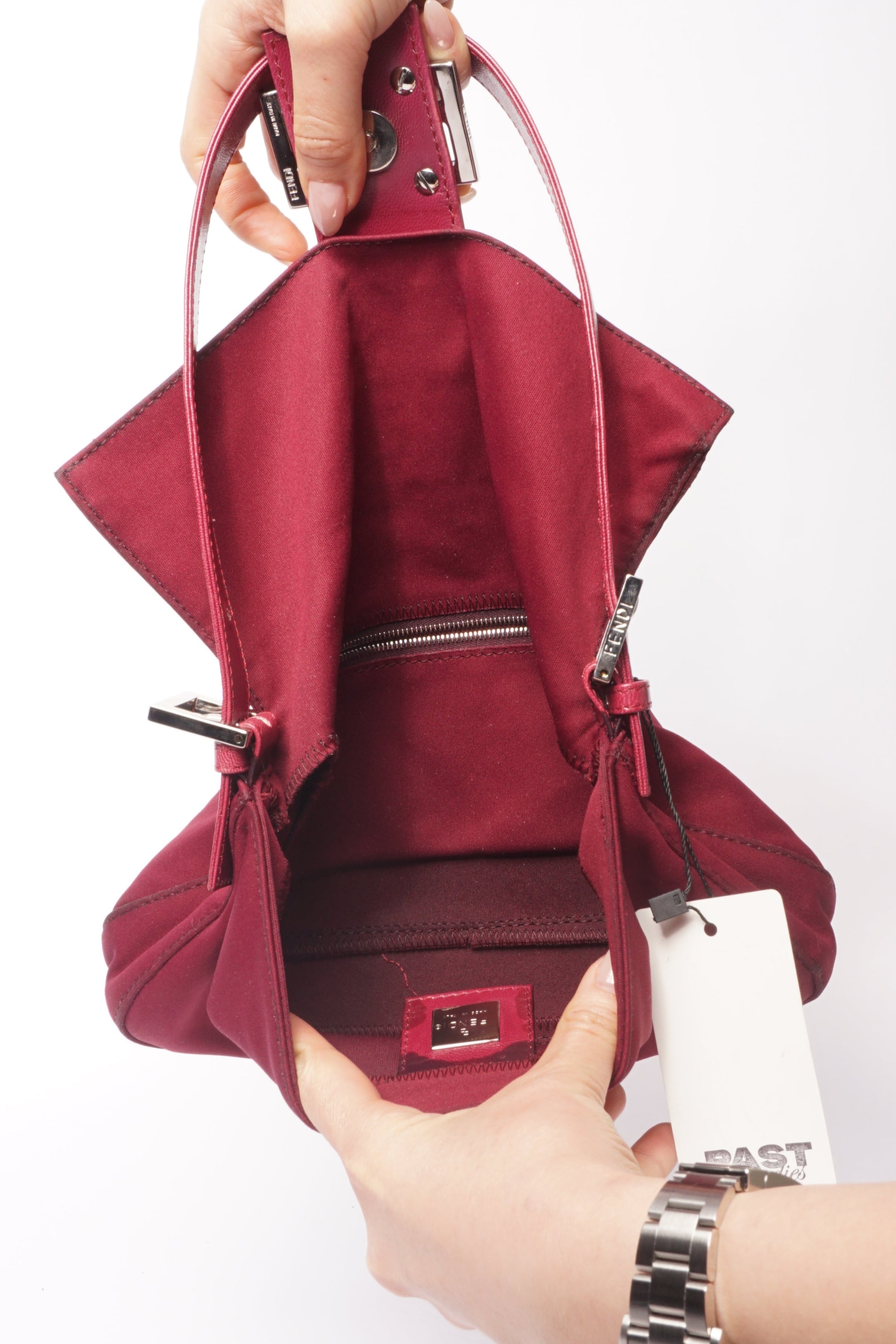 Fendi Maroon Nylon Baguette
