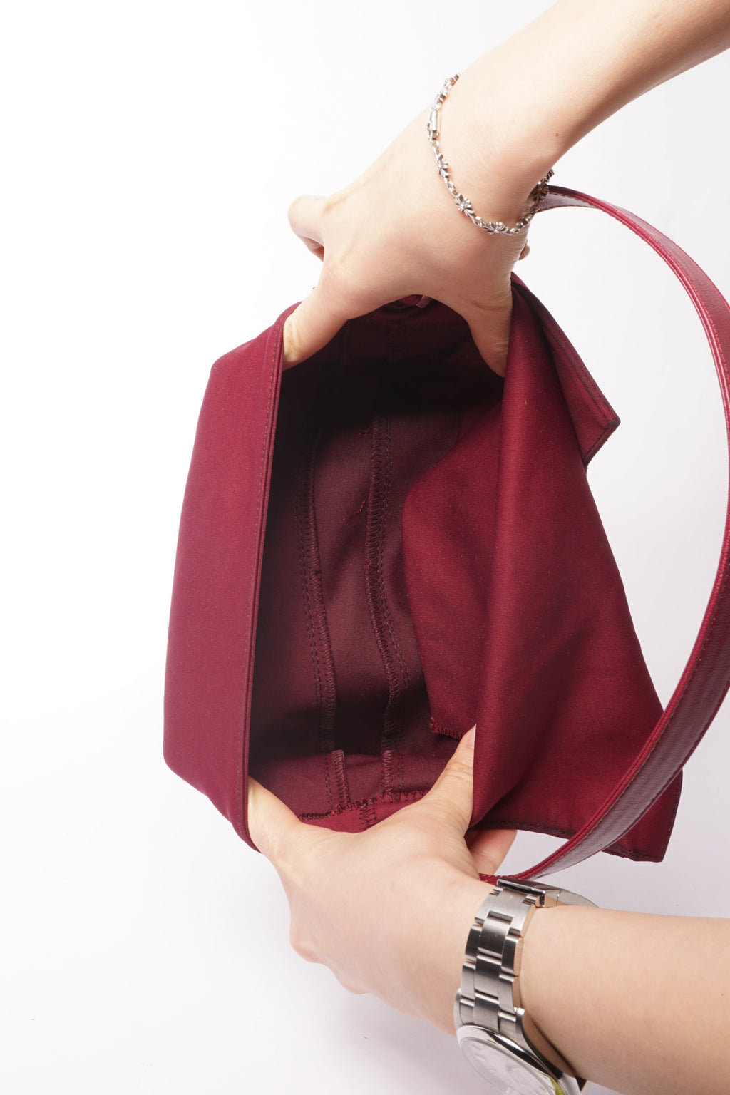 Fendi Maroon Nylon Baguette