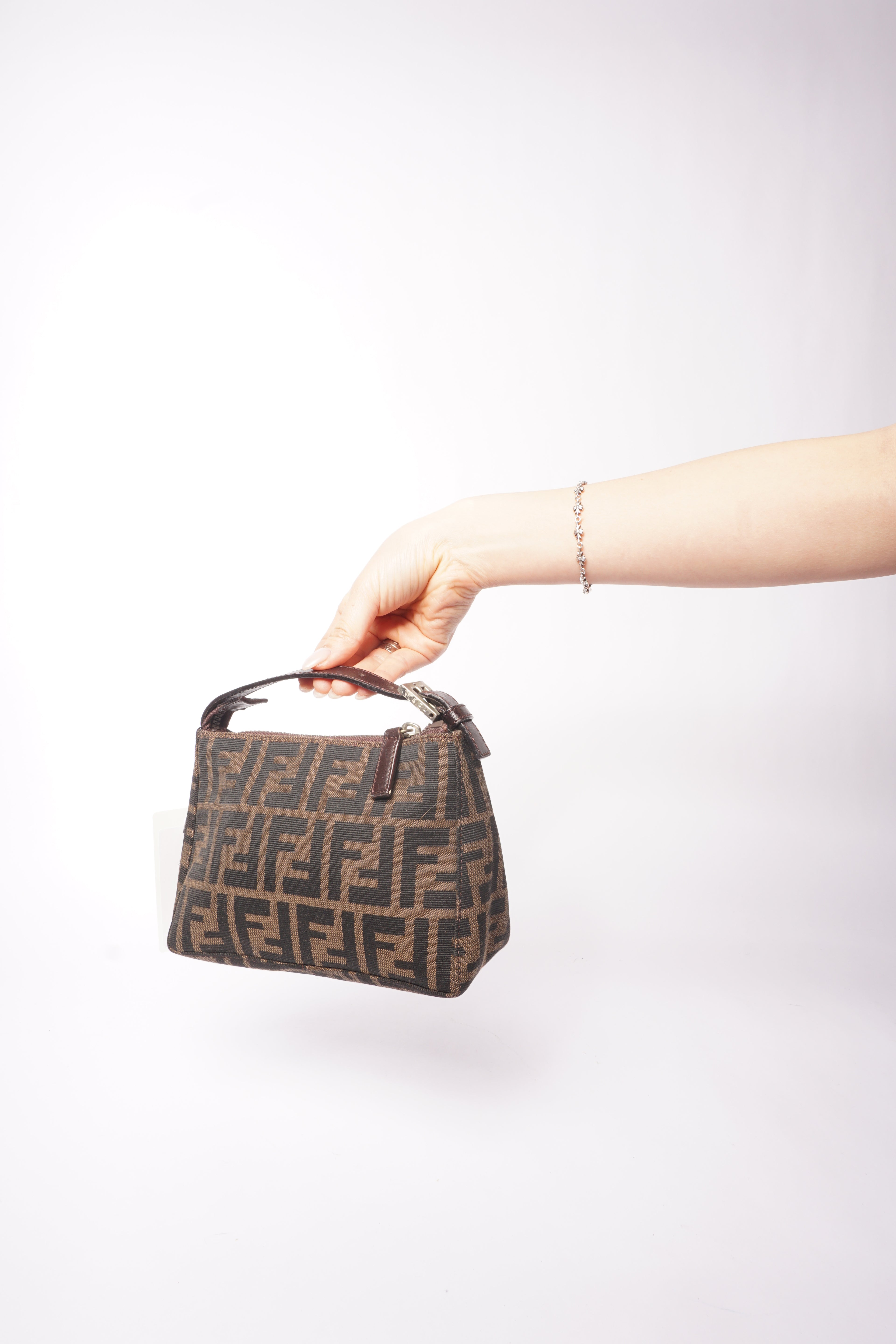 Fendi Brown Zucca Monogram Canvas Pochette