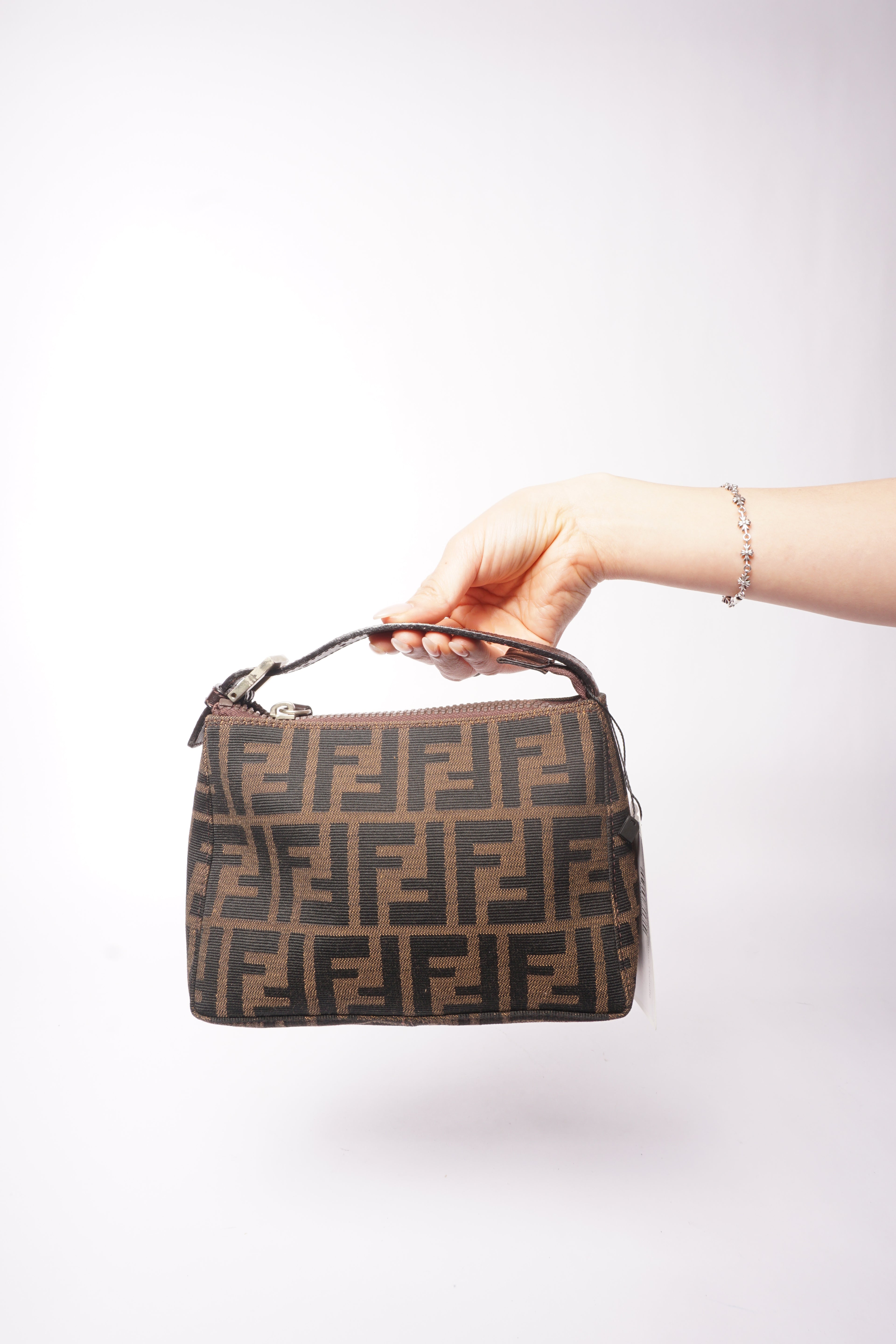 Fendi Brown Zucca Monogram Canvas Pochette