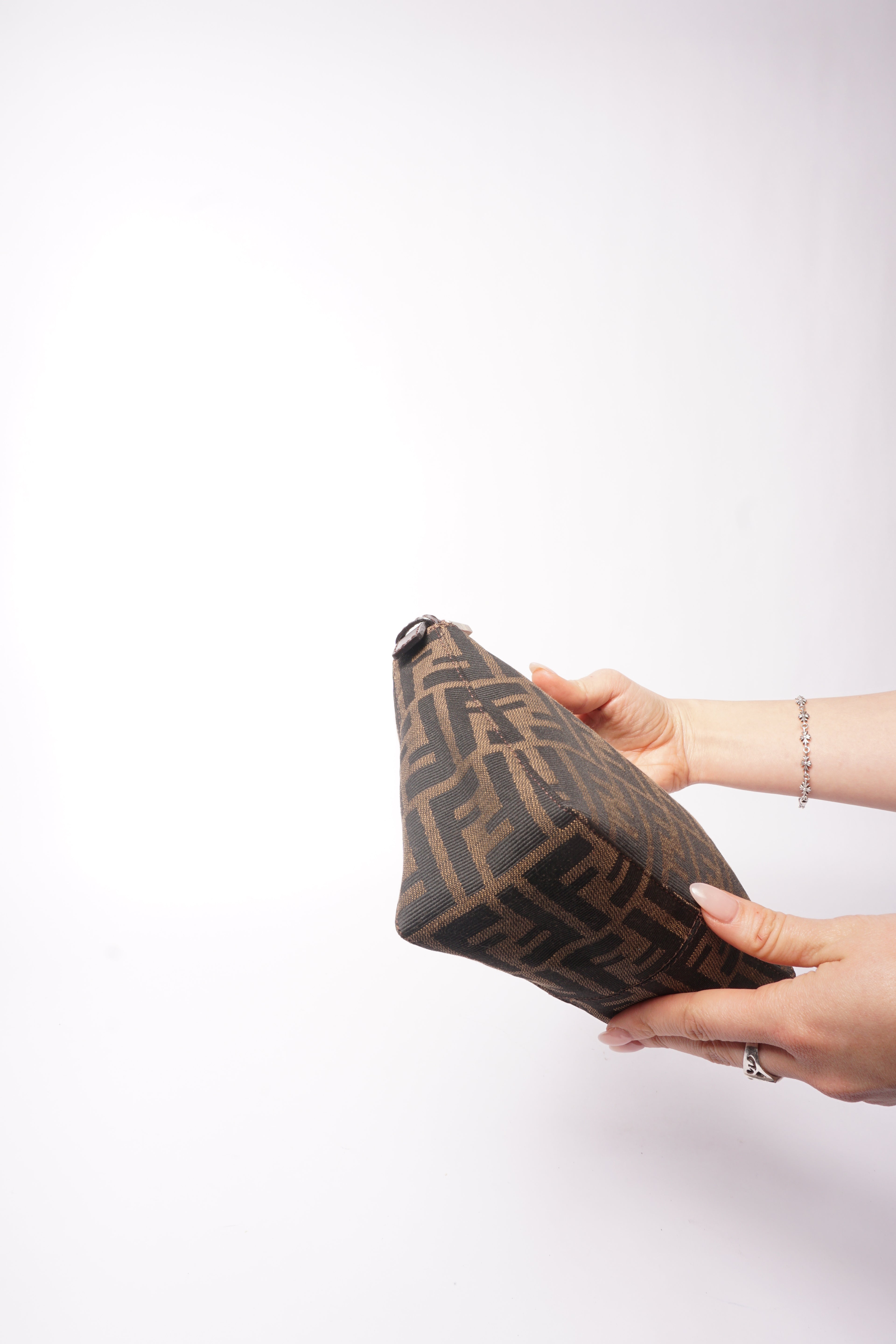 Fendi Brown Zucca Monogram Canvas Pochette