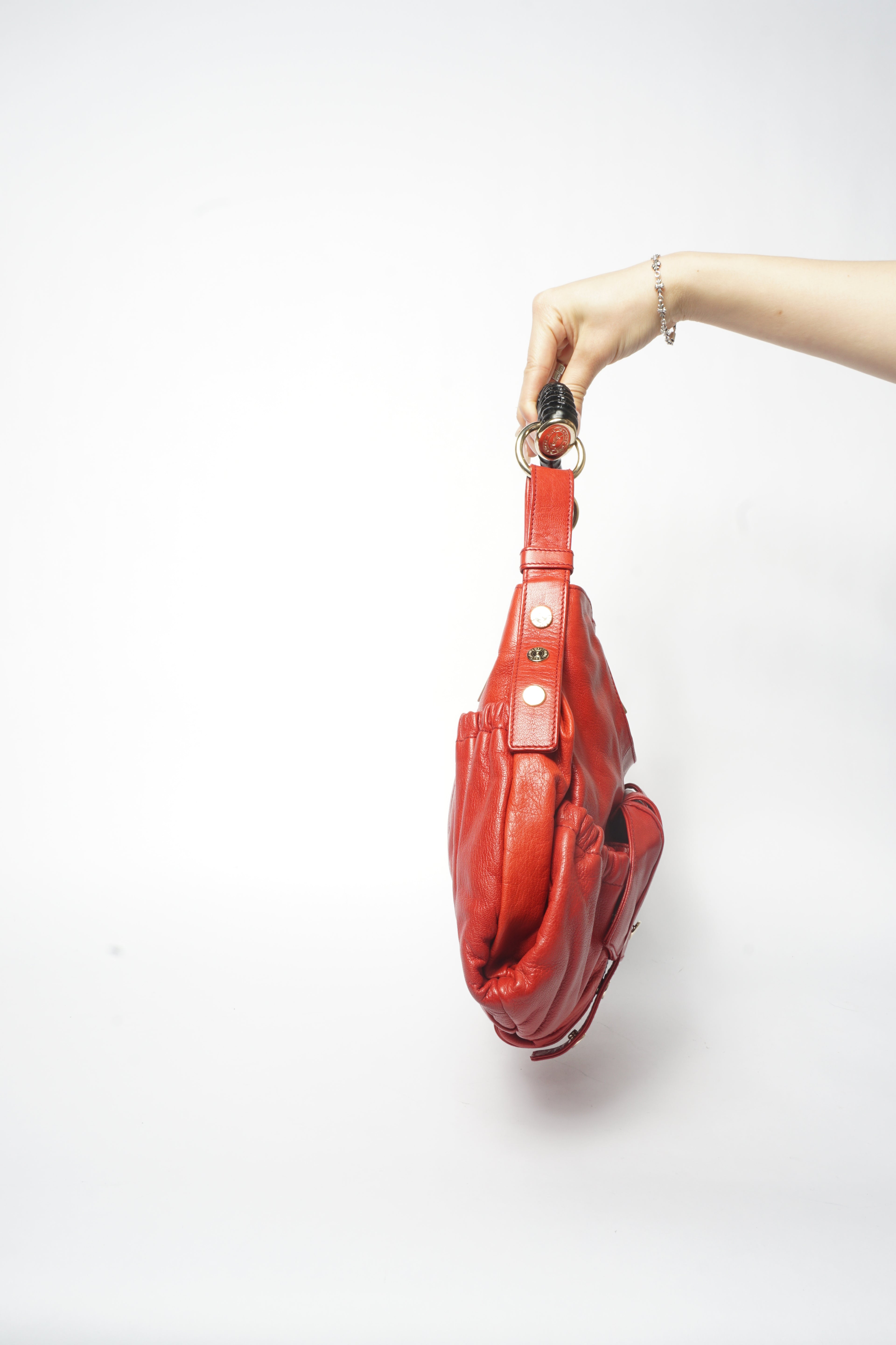 Yves Saint Laurent Rive Gauche Red Chevre Mala Mala Horn Bag