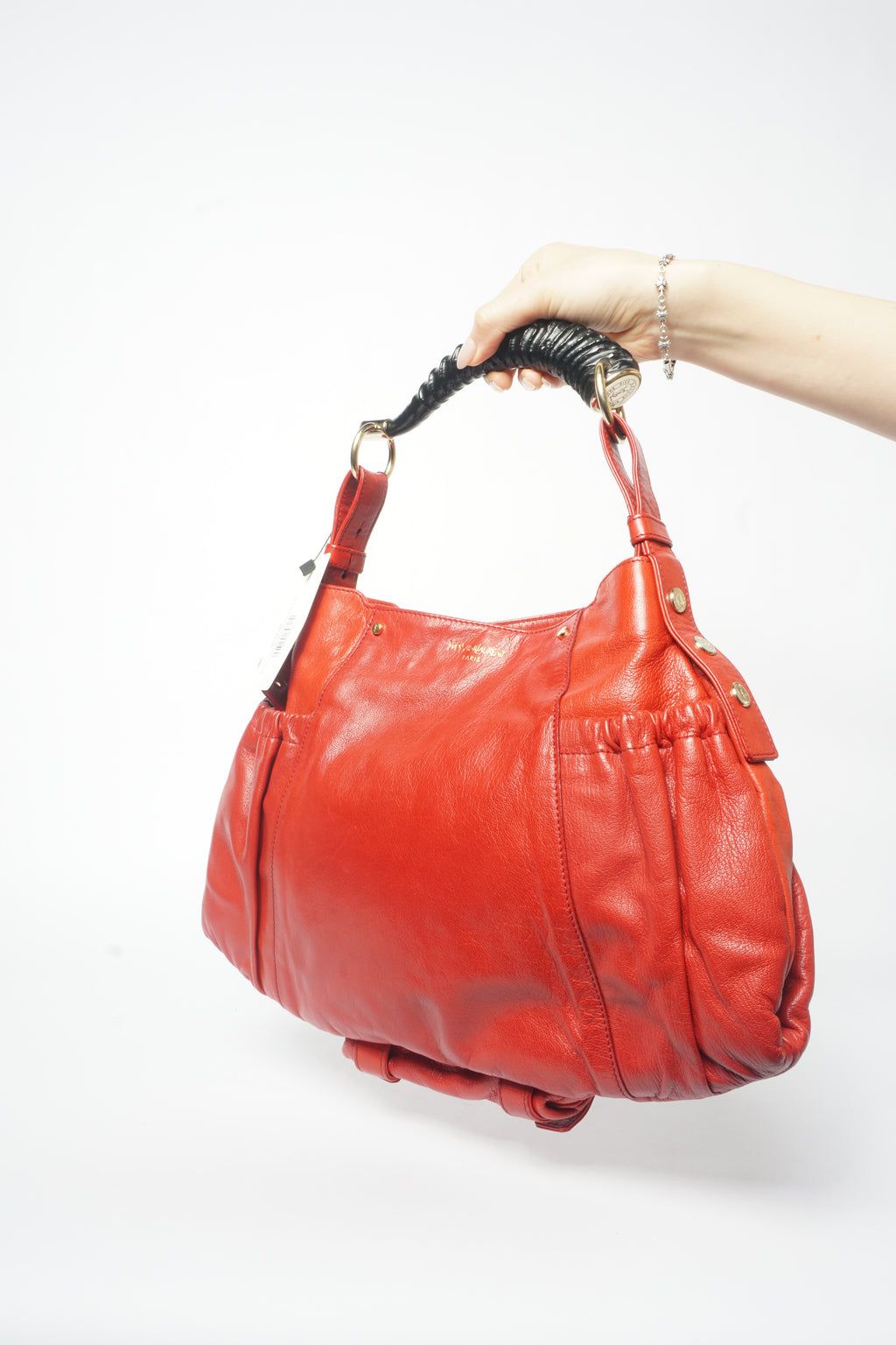 Yves Saint Laurent Rive Gauche Red Chevre Mala Mala Horn Bag
