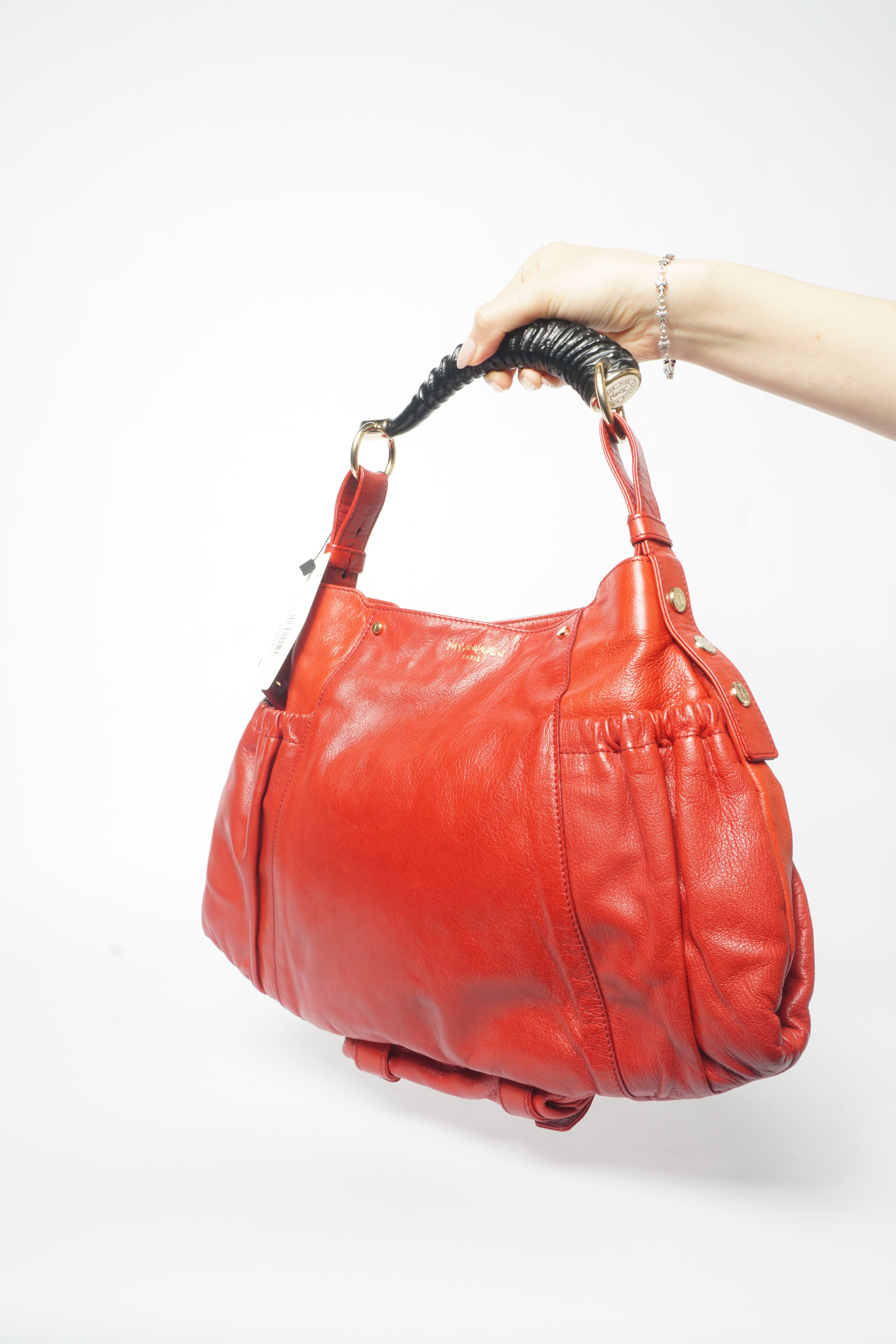 Yves Saint Laurent Rive Gauche Red Chevre Mala Mala Horn Bag