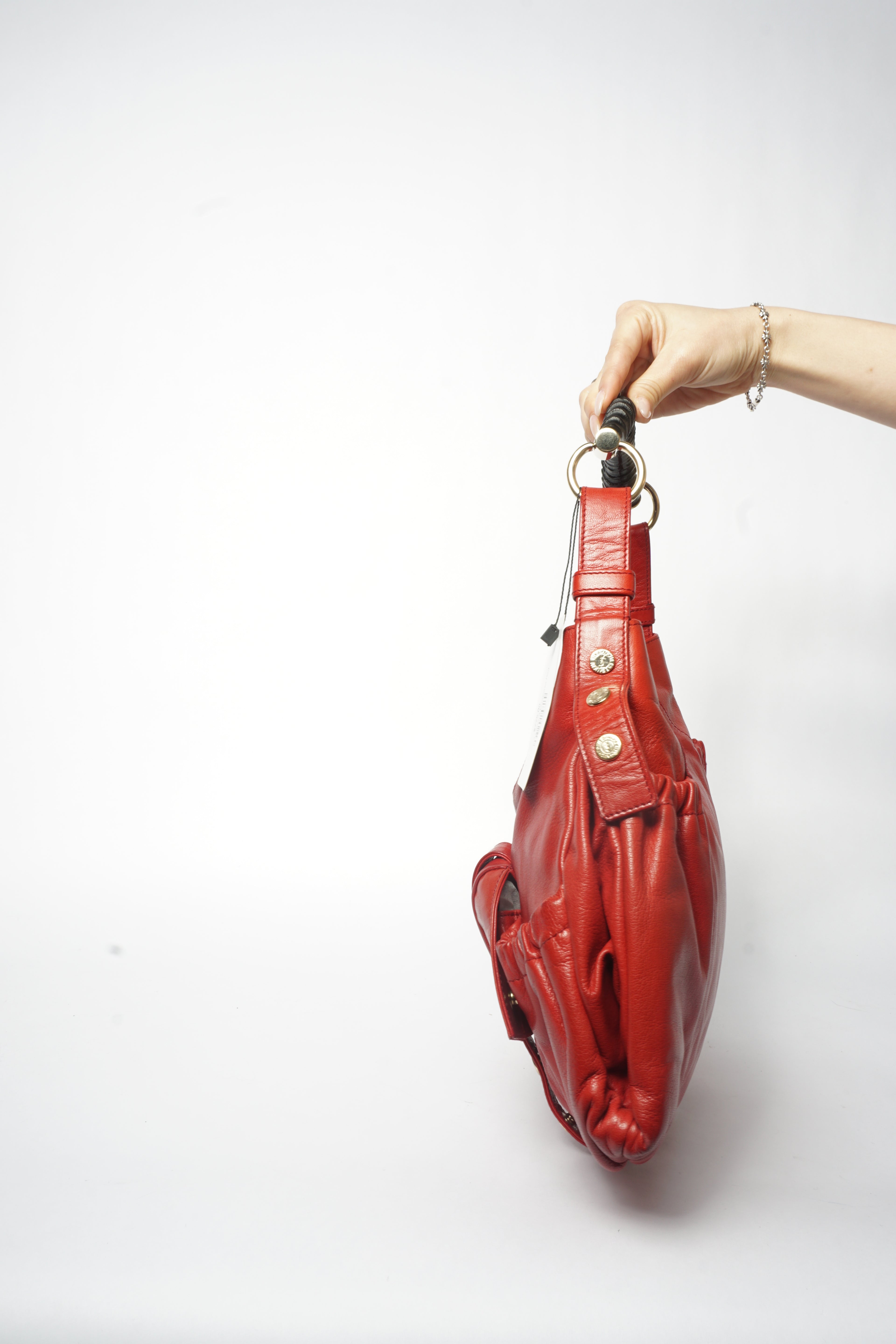 Yves Saint Laurent Rive Gauche Red Chevre Mala Mala Horn Bag