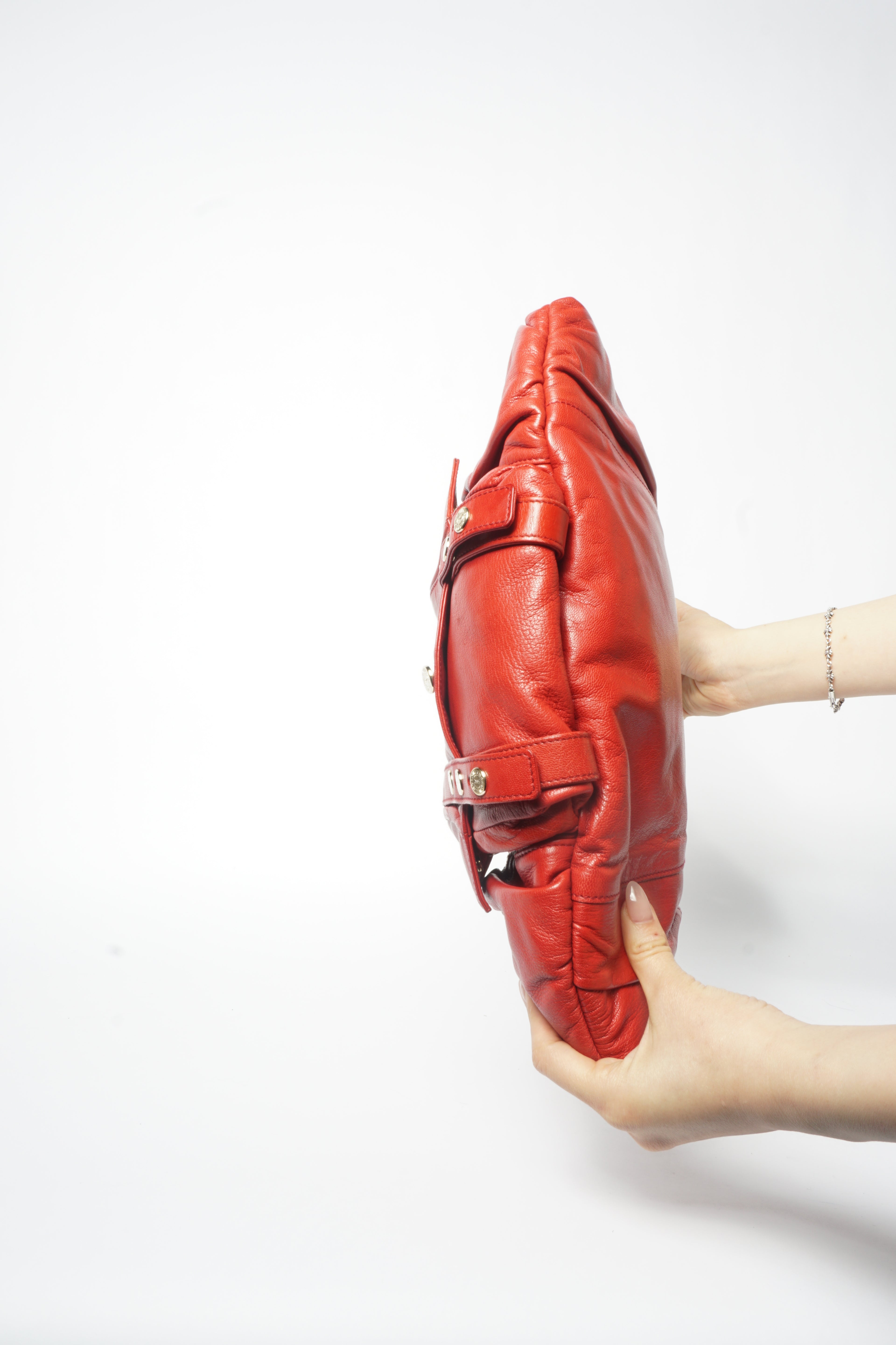 Yves Saint Laurent Rive Gauche Red Chevre Mala Mala Horn Bag