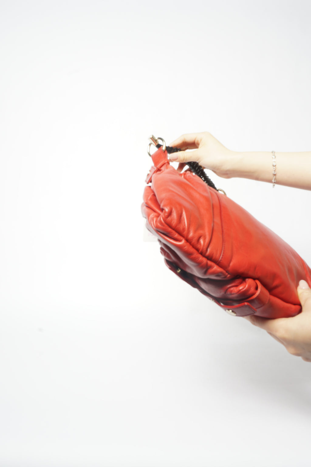 Yves Saint Laurent Rive Gauche Red Chevre Mala Mala Horn Bag