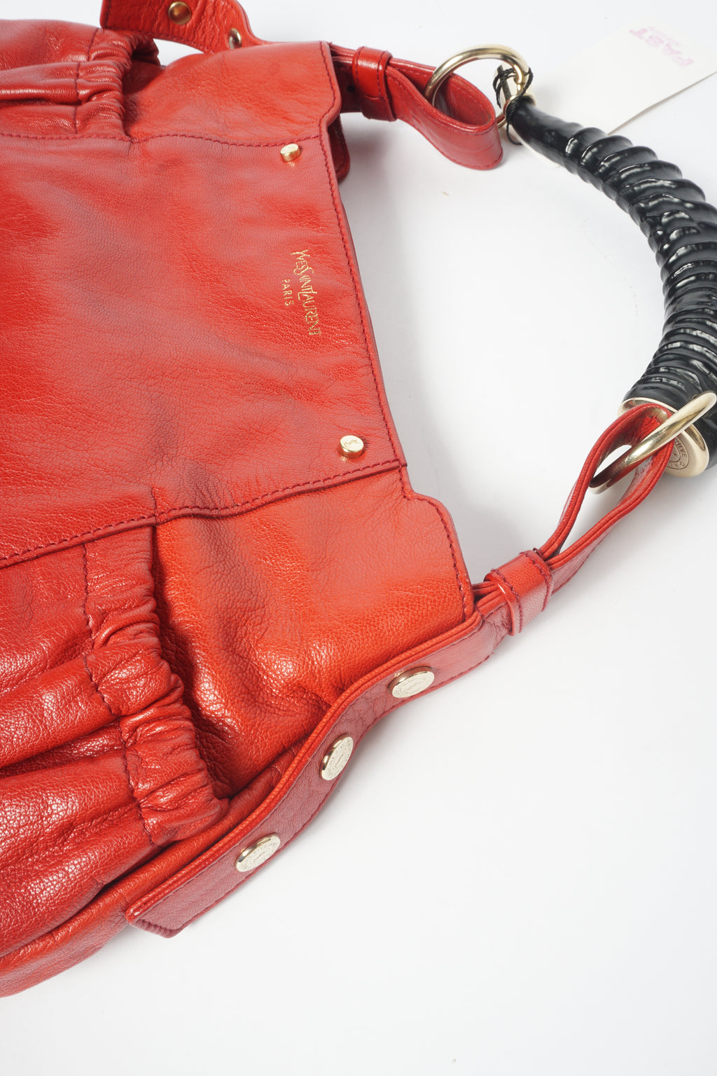 Yves Saint Laurent Rive Gauche Red Chevre Mala Mala Horn Bag