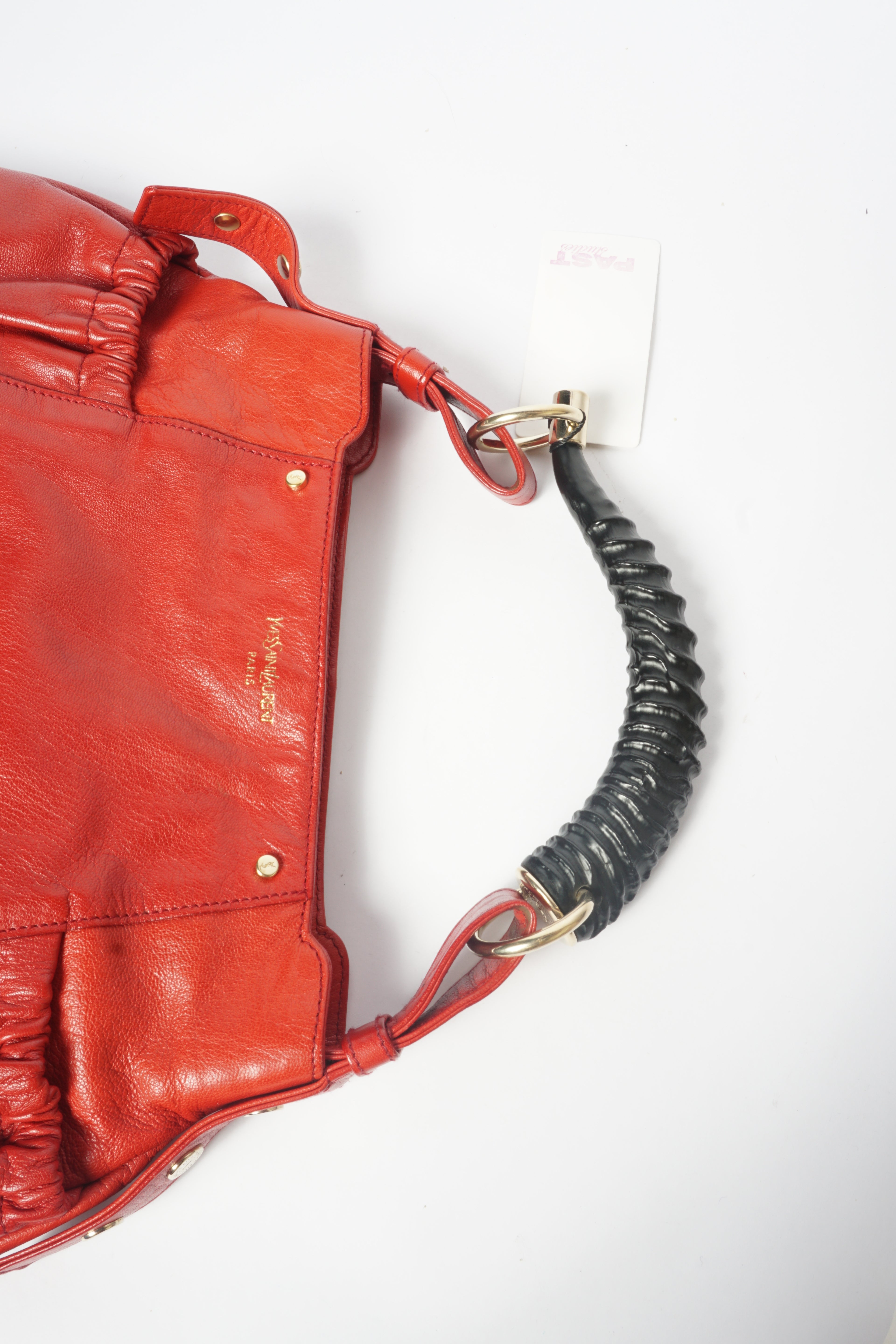 Yves Saint Laurent Rive Gauche Red Chevre Mala Mala Horn Bag