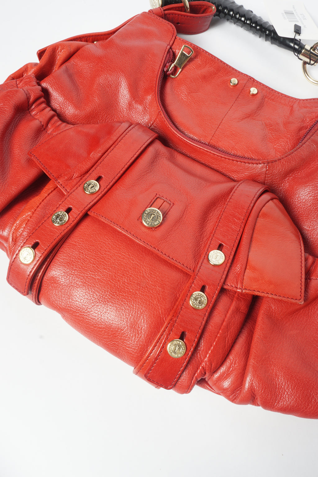Yves Saint Laurent Rive Gauche Red Chevre Mala Mala Horn Bag