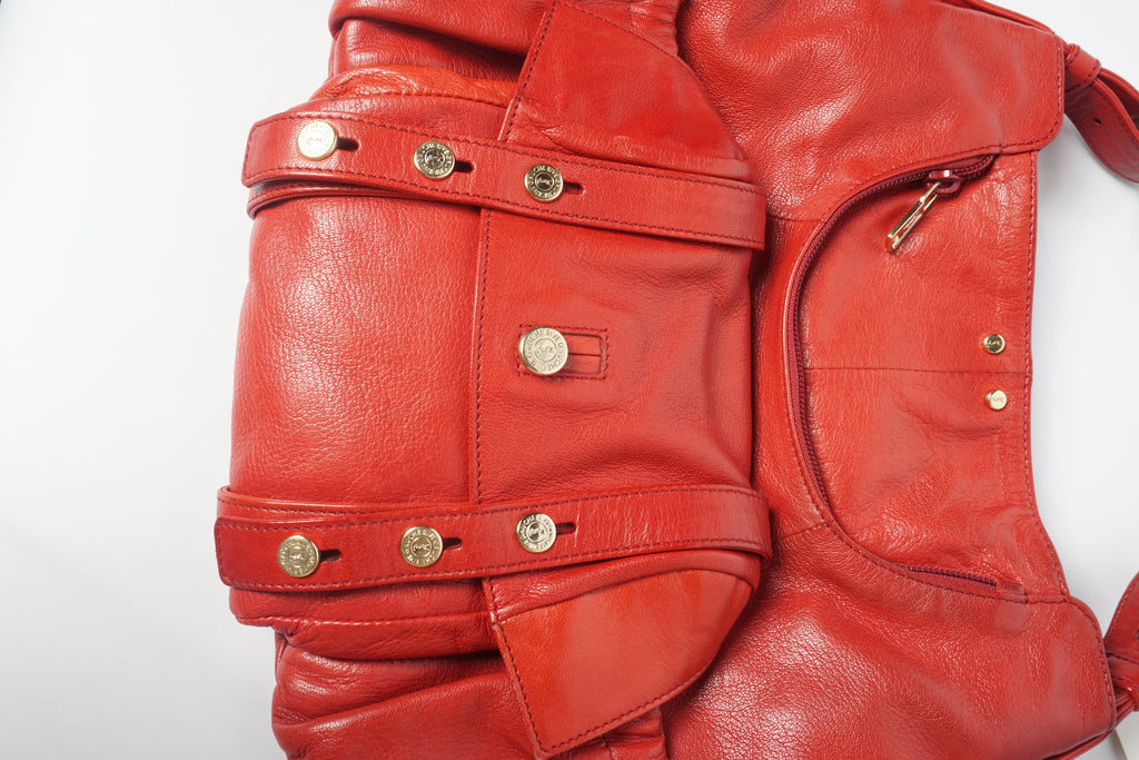 Yves Saint Laurent Rive Gauche Red Chevre Mala Mala Horn Bag