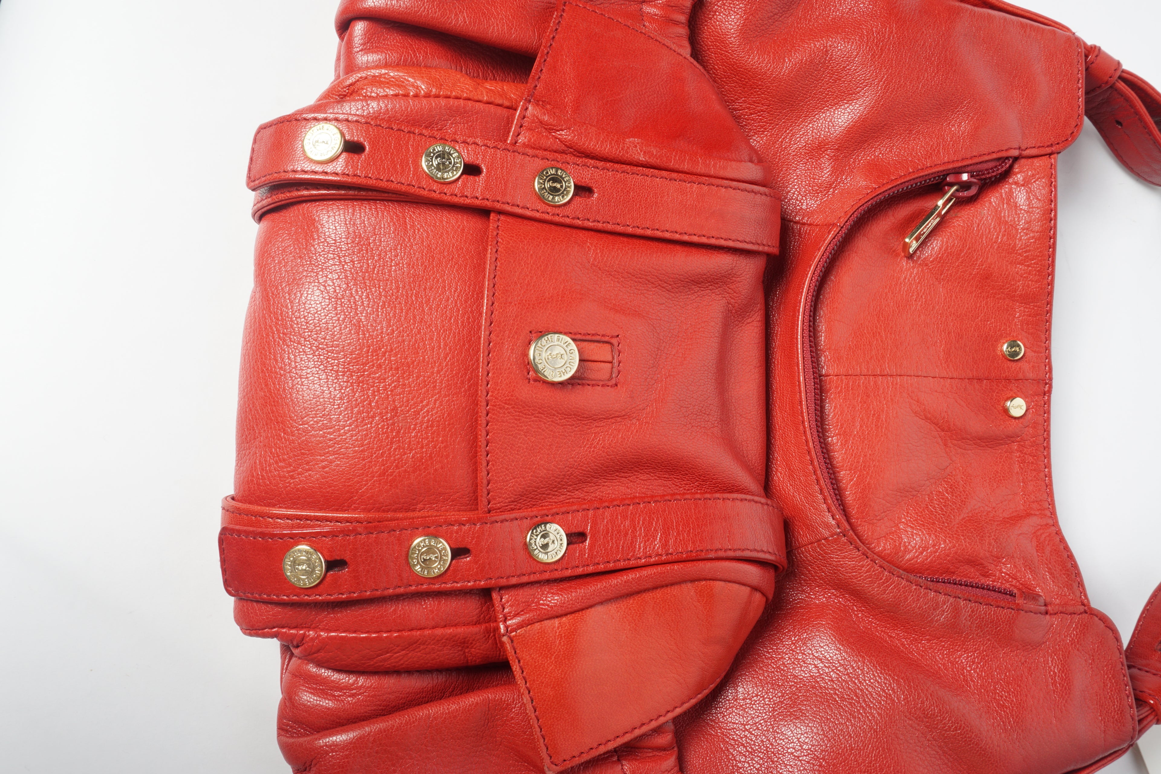 Yves Saint Laurent Rive Gauche Red Chevre Mala Mala Horn Bag