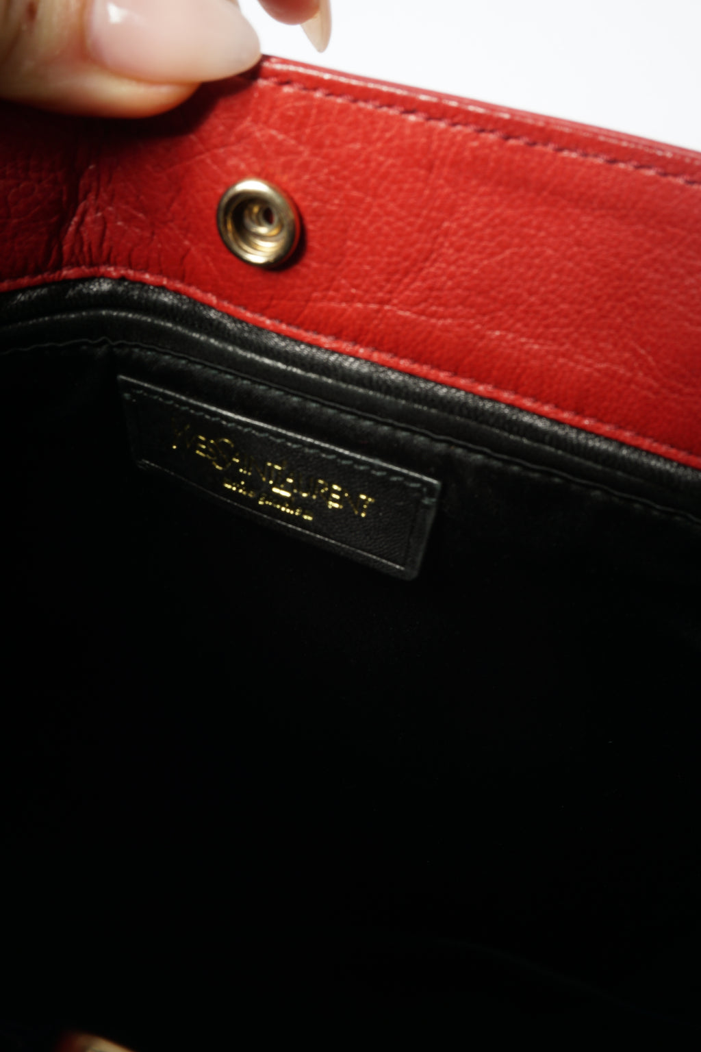 Yves Saint Laurent Rive Gauche Red Chevre Mala Mala Horn Bag