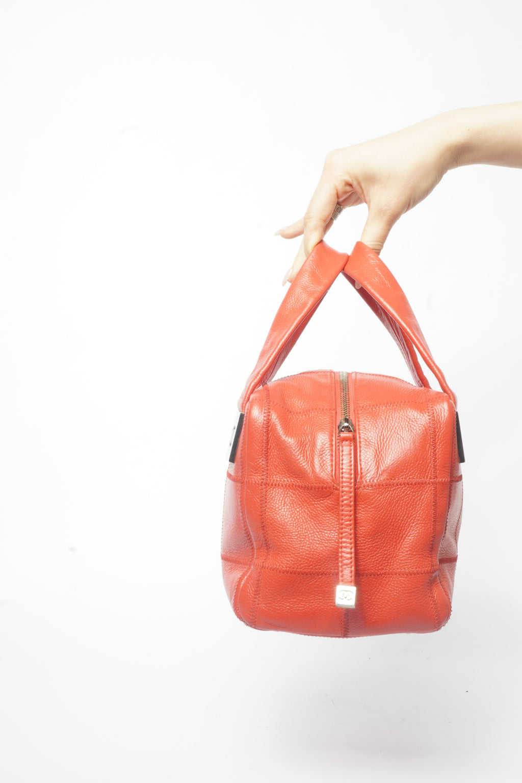 Chanel Red Small Square Quilted Bowler Bag