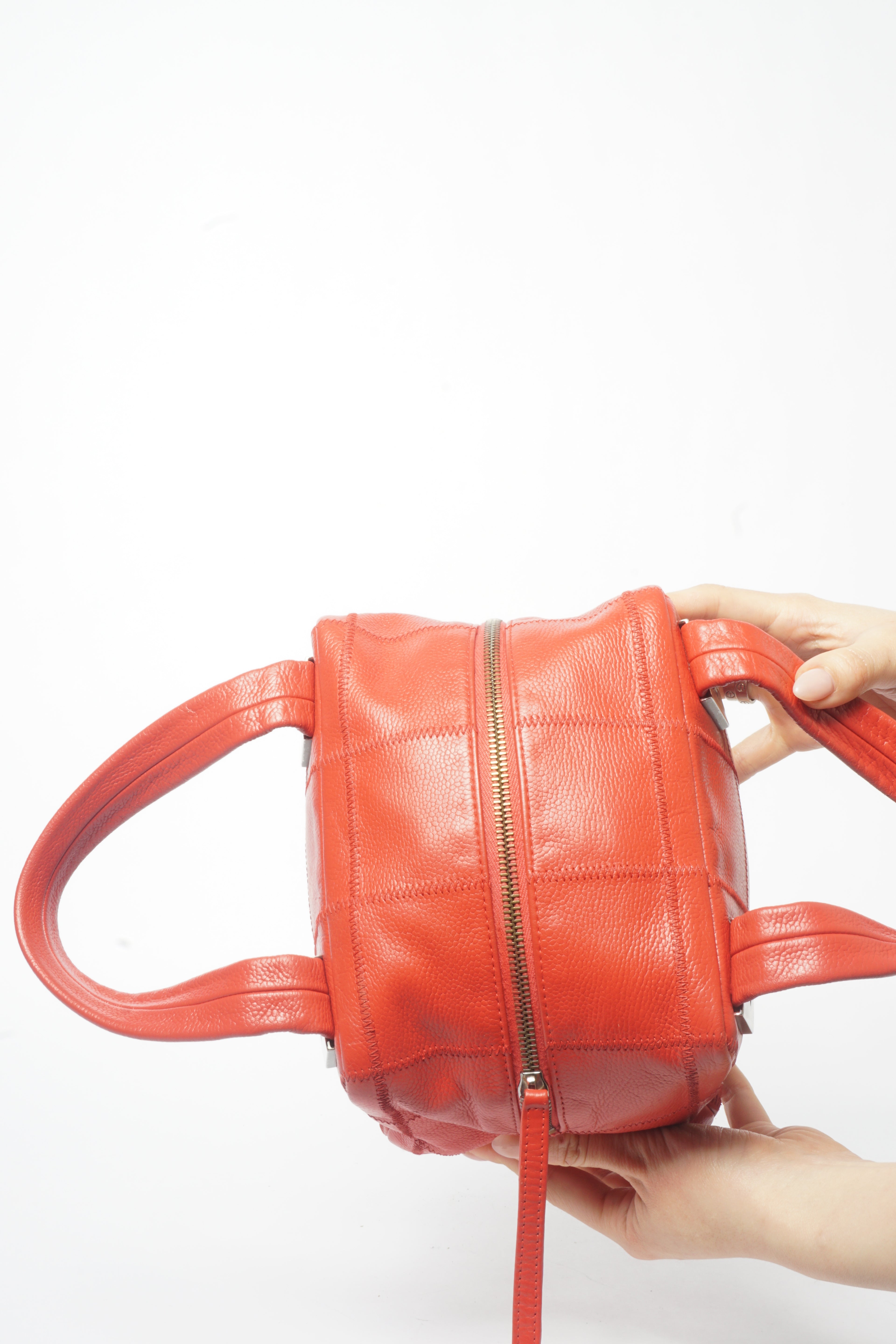 Chanel Red Small Square Quilted Bowler Bag