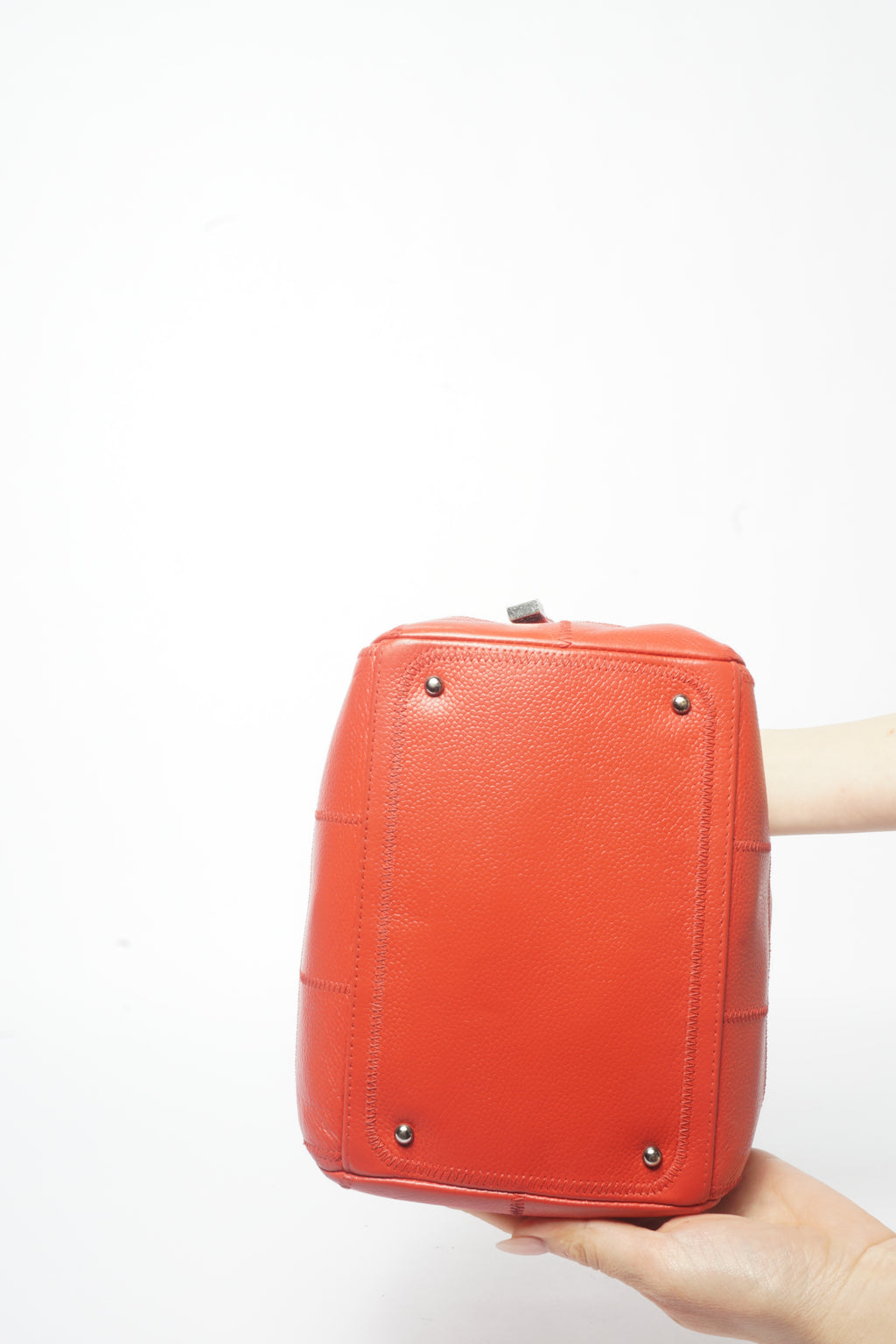 Chanel Red Small Square Quilted Bowler Bag