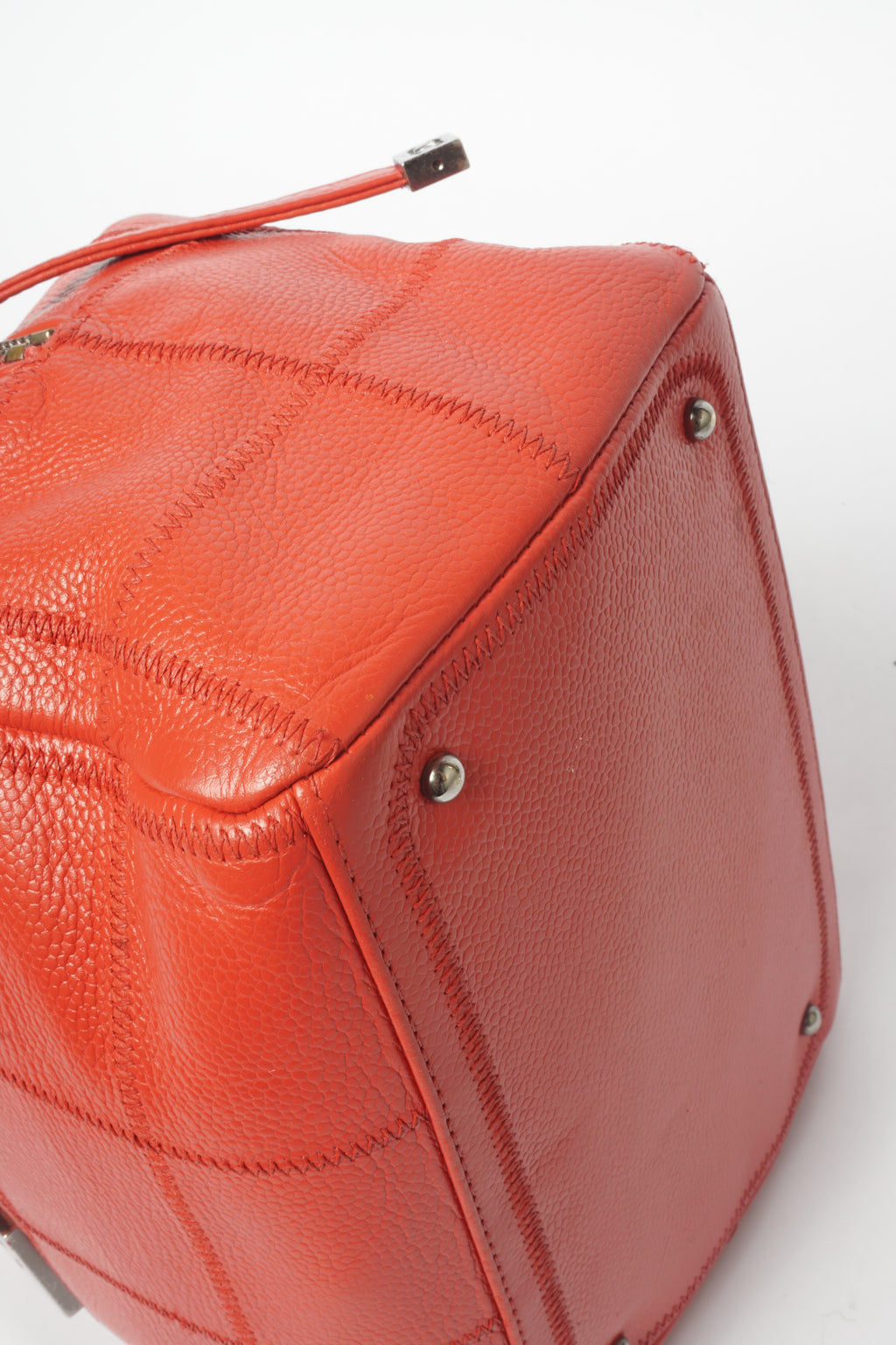 Chanel Red Small Square Quilted Bowler Bag