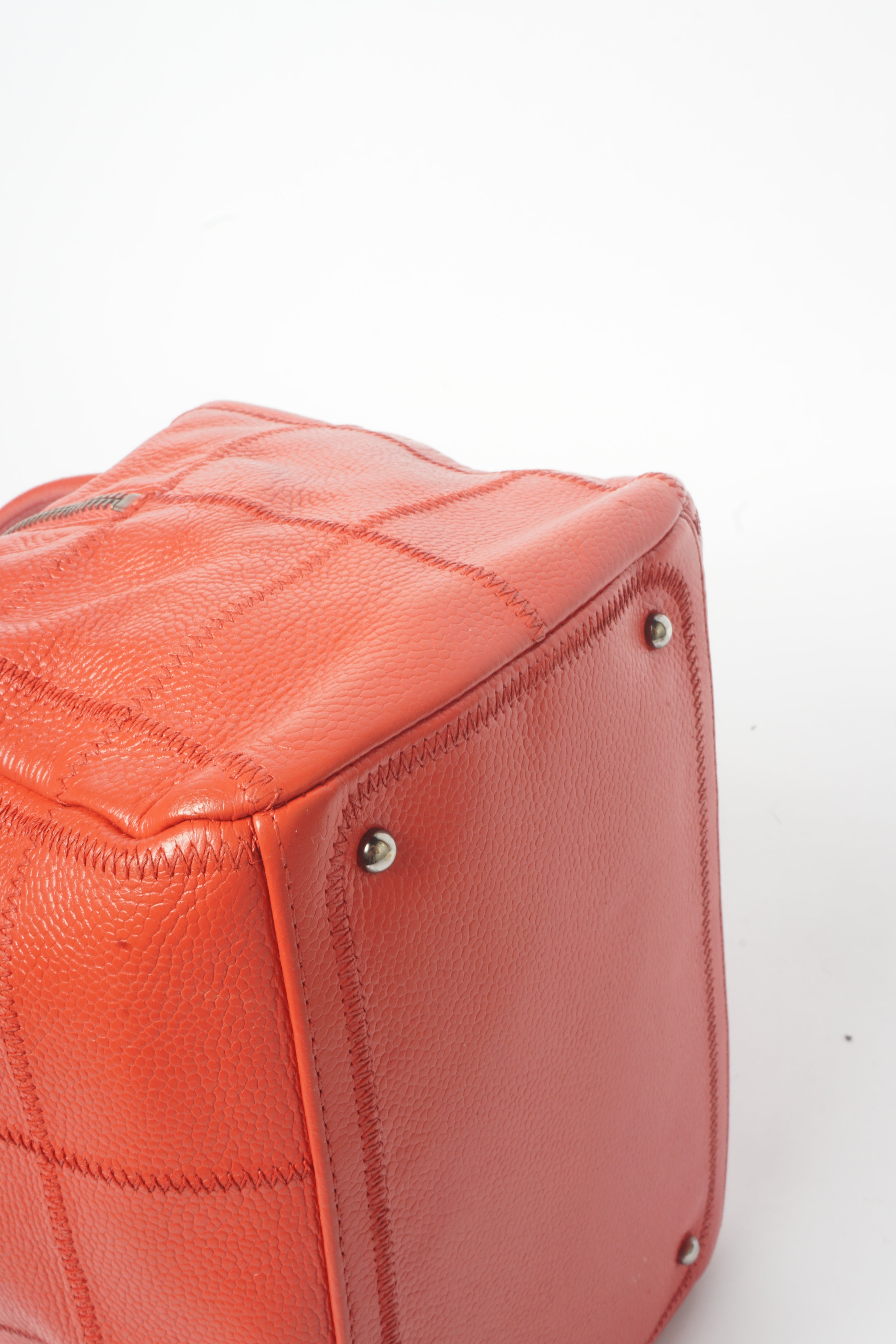 Chanel Red Small Square Quilted Bowler Bag