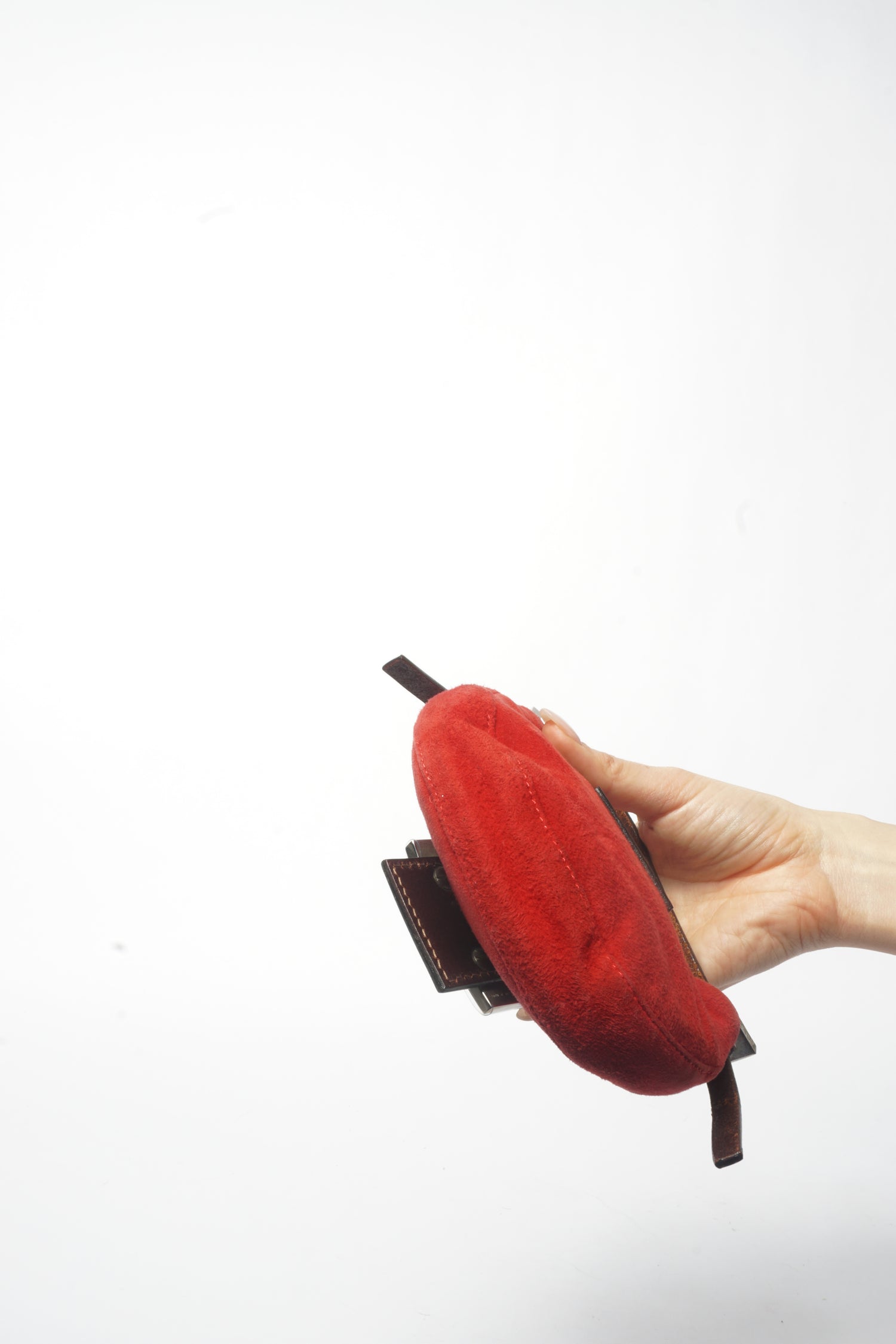 Fendi Red Mini Suede Micro Croissant Bag