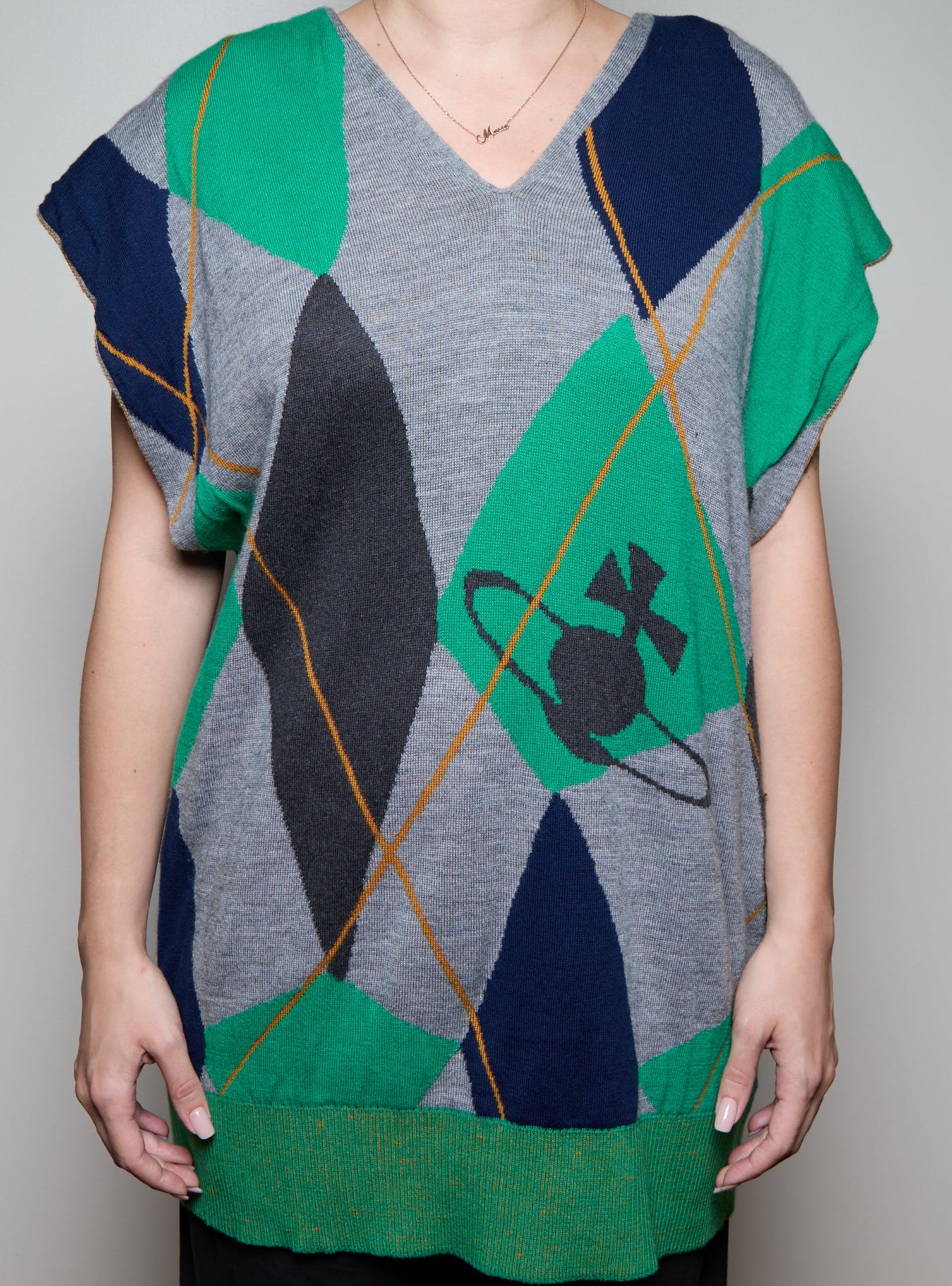 Vivienne Westwood Green Orb Argyle Top