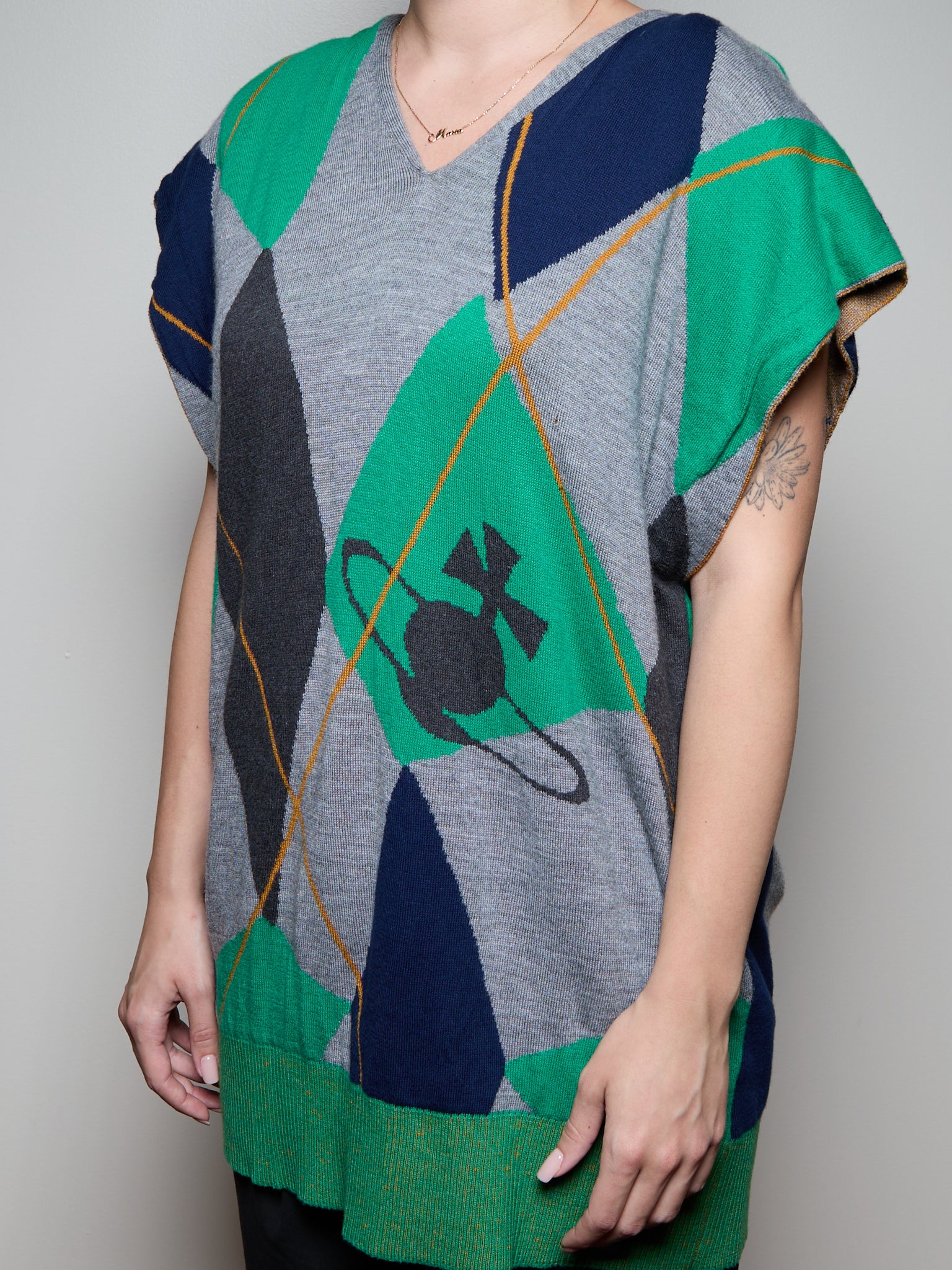 Vivienne Westwood Green Orb Argyle Top