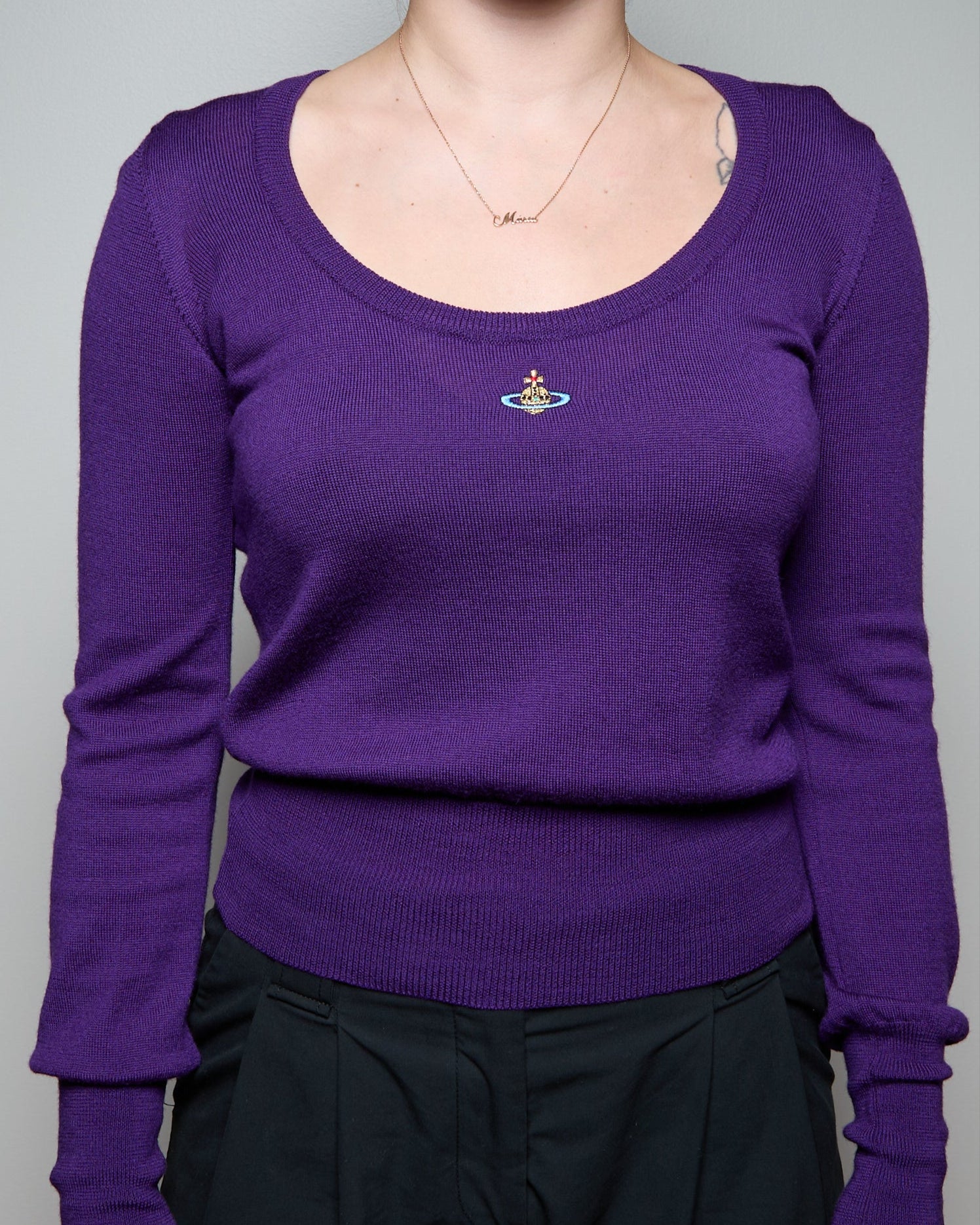 Vivienne Westwood Purple Scoop Neck Orb Top