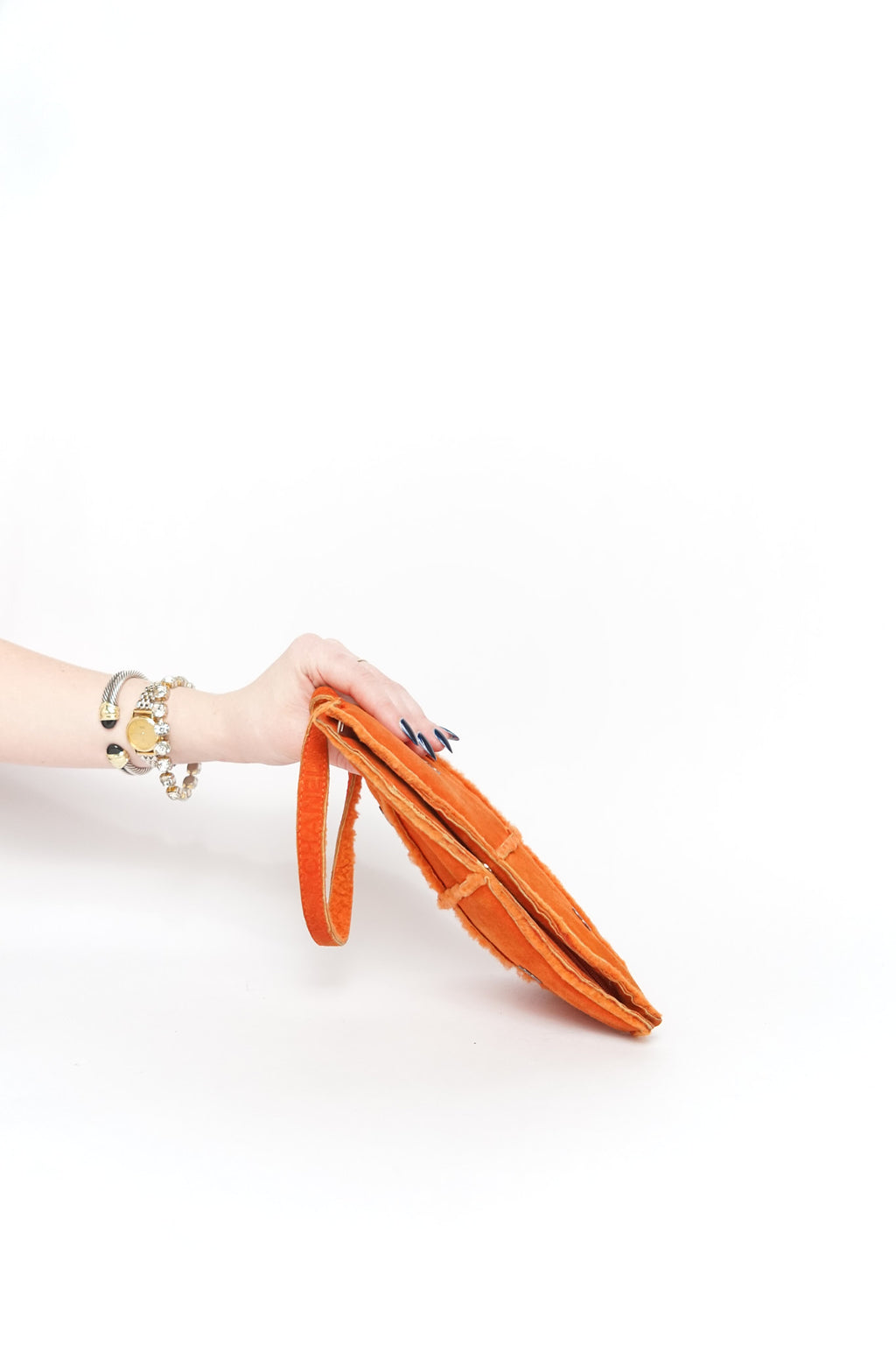 Chanel Mouton Orange Shearling Wristlet