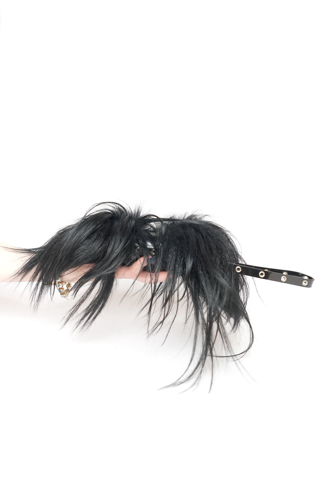 Dior by John Galliano Black Patent/Fur Columbus Clutch