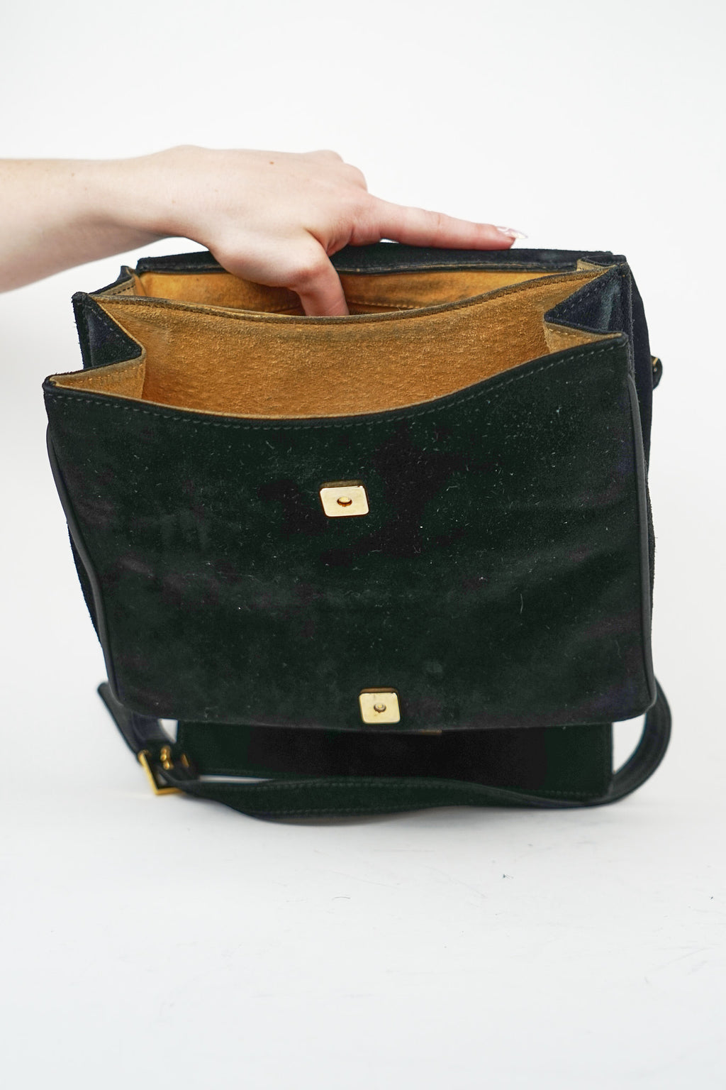 Fendi Black Suede FF Accordion Crossbody Satchel