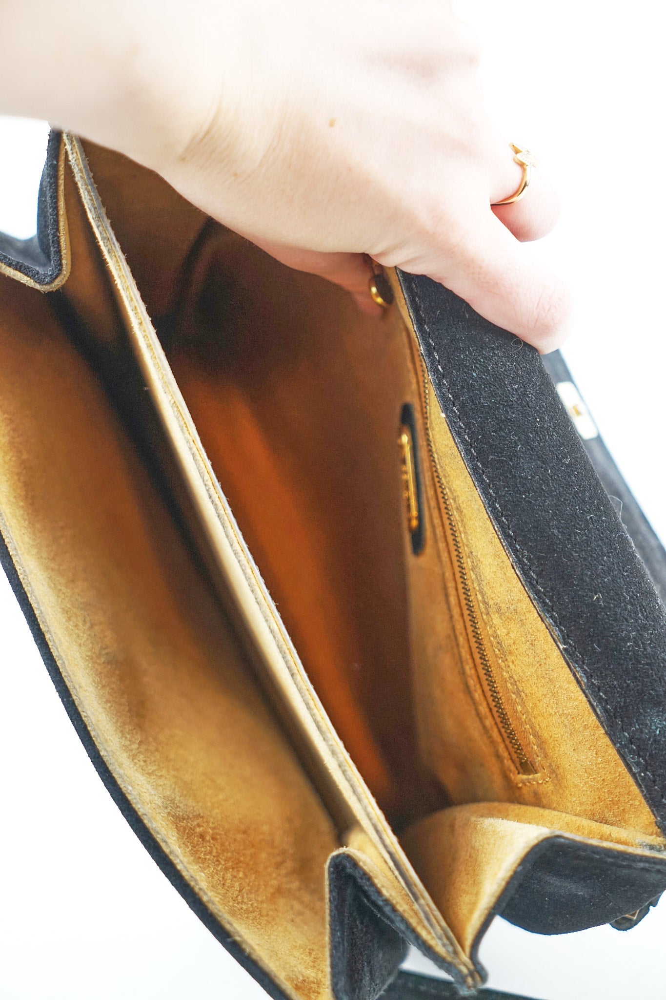 Fendi Black Suede FF Accordion Crossbody Satchel