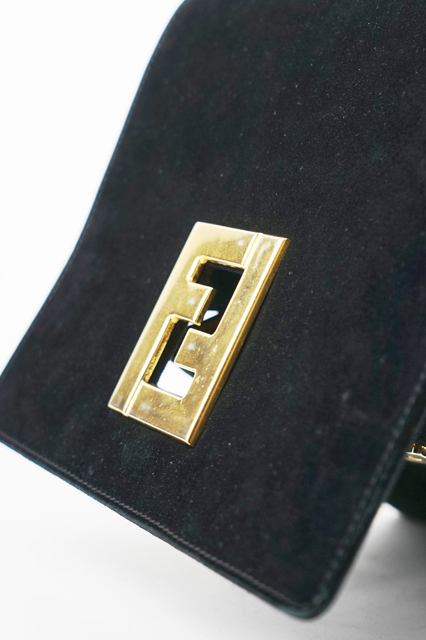 Fendi Black Suede FF Accordion Crossbody Satchel