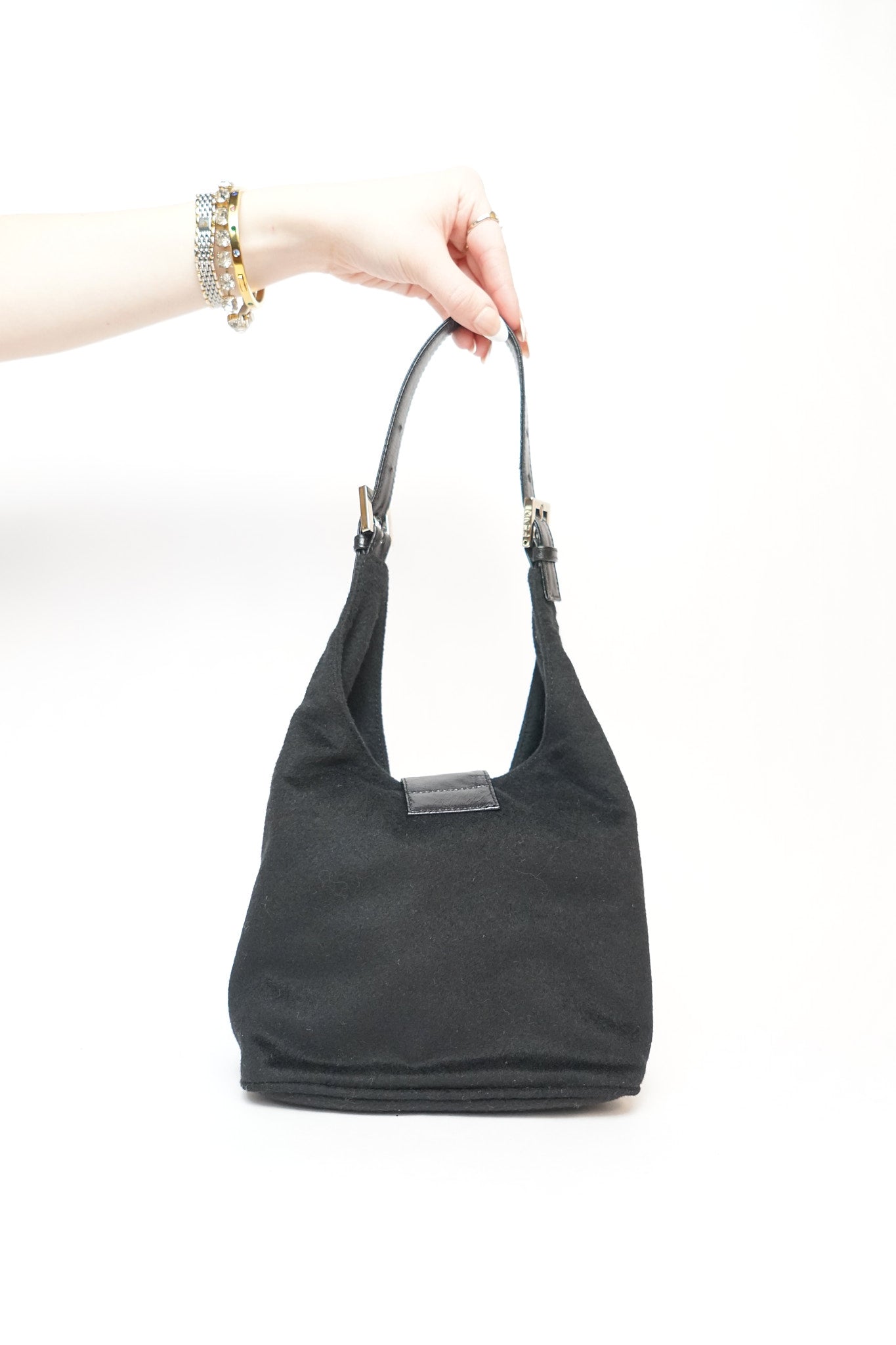 Fendi Black Cashmere Bucket Bag