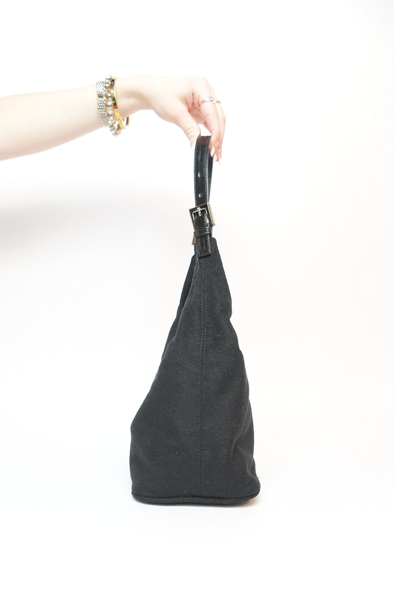 Fendi Black Cashmere Bucket Bag