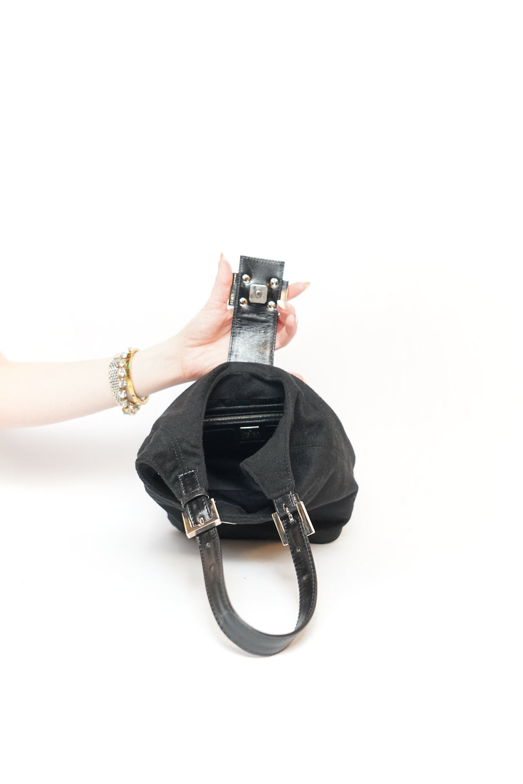 Fendi Black Cashmere Bucket Bag