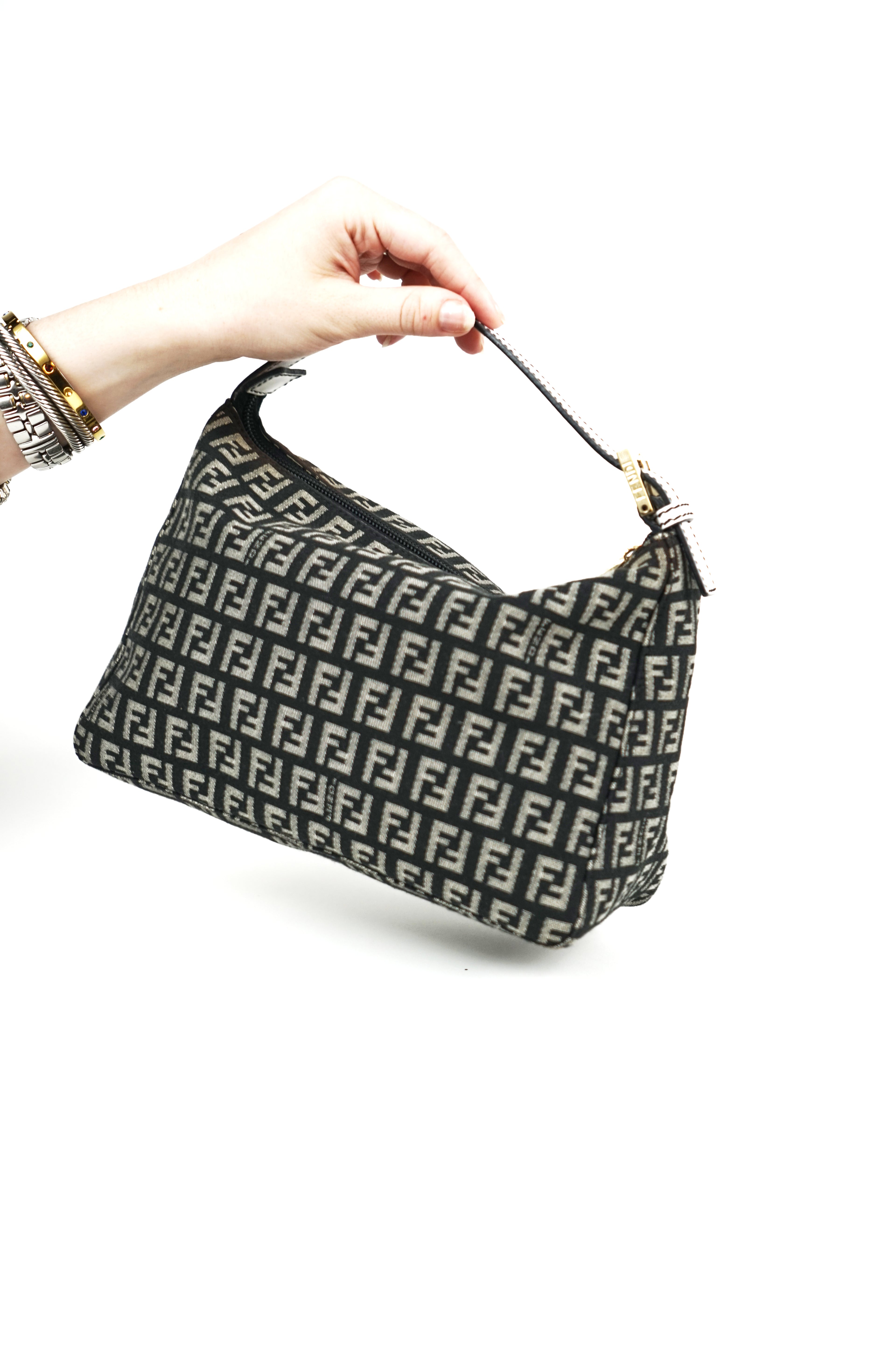 Fendi Black and White Zucchino Pochette